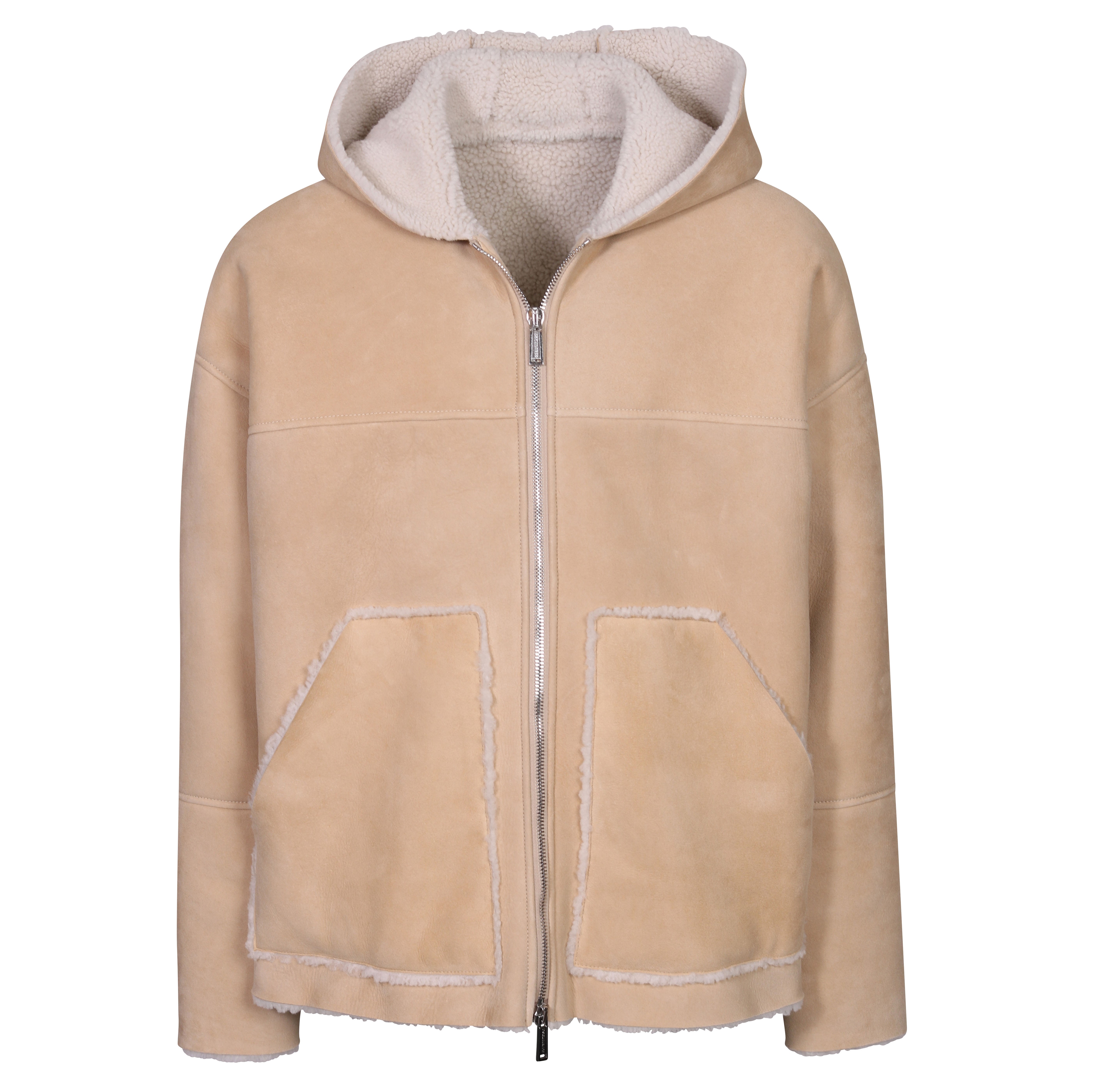 Dsquared Hodded Shearling Jacket in Sand