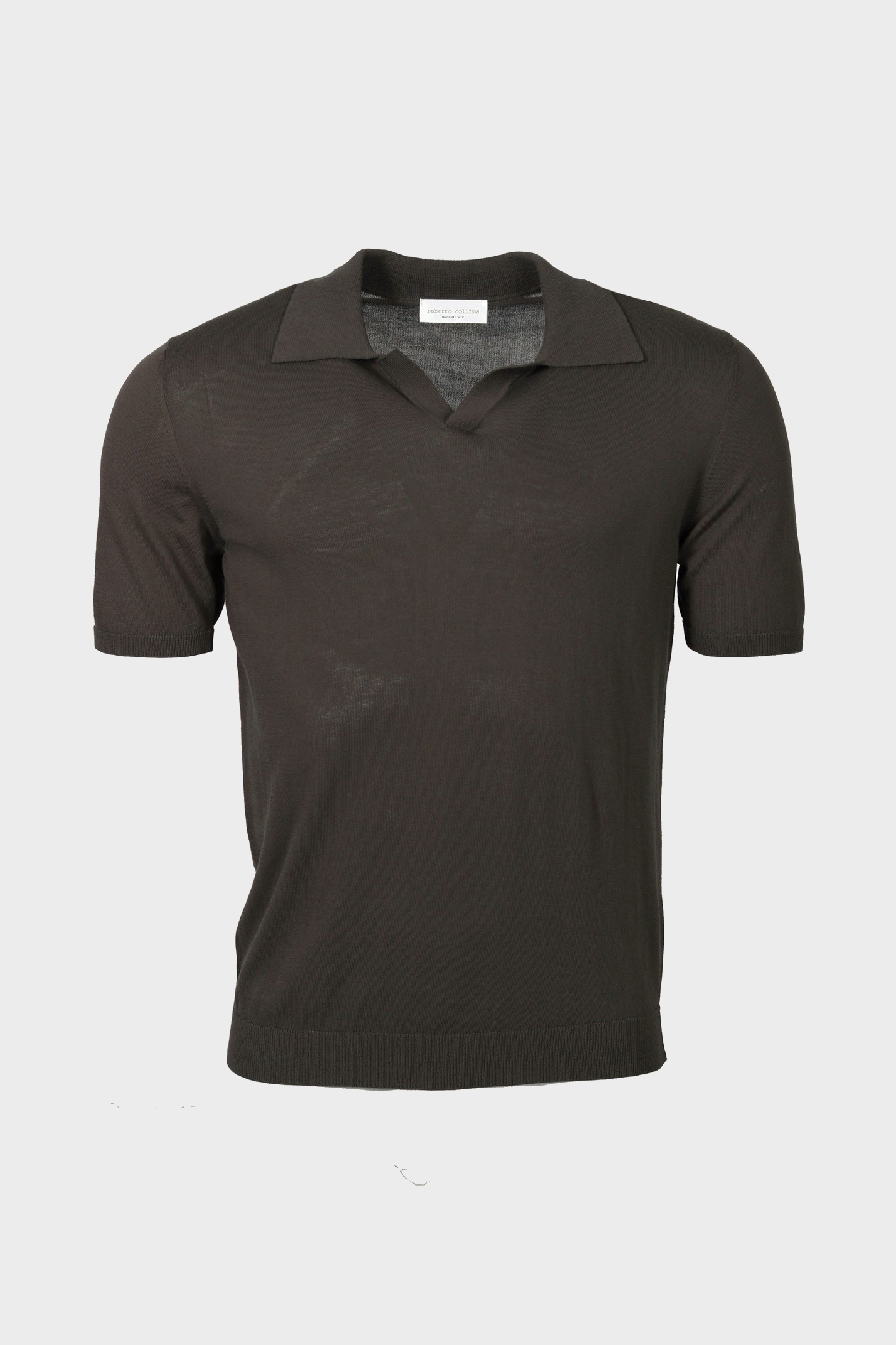 ROBERTO COLLINA Light Cotton Knit Polo Shirt in Brown