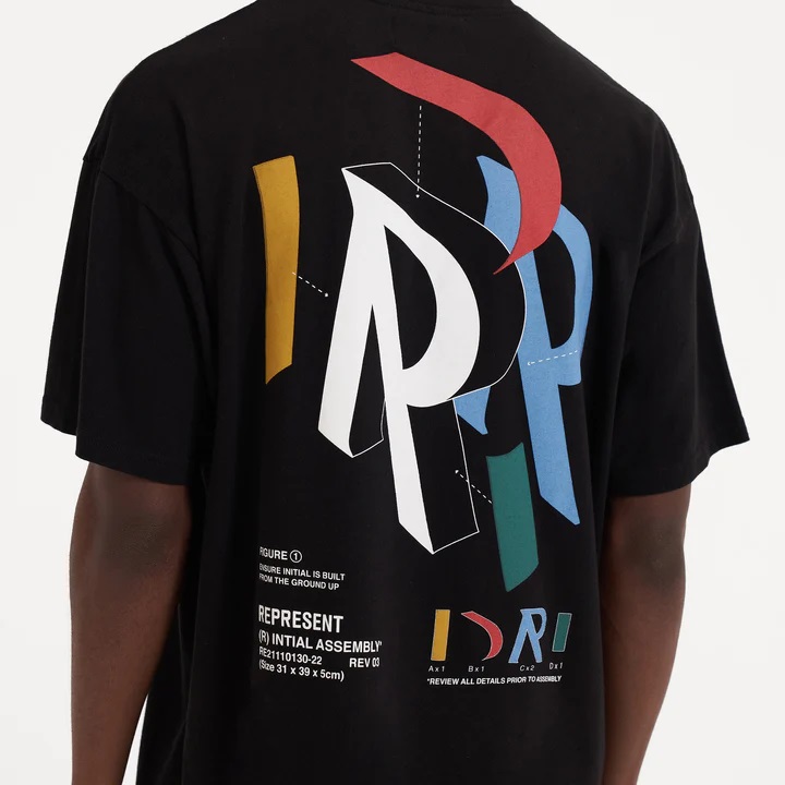 REPRESENT Initial Assembly T-Shirt in Jet Black L