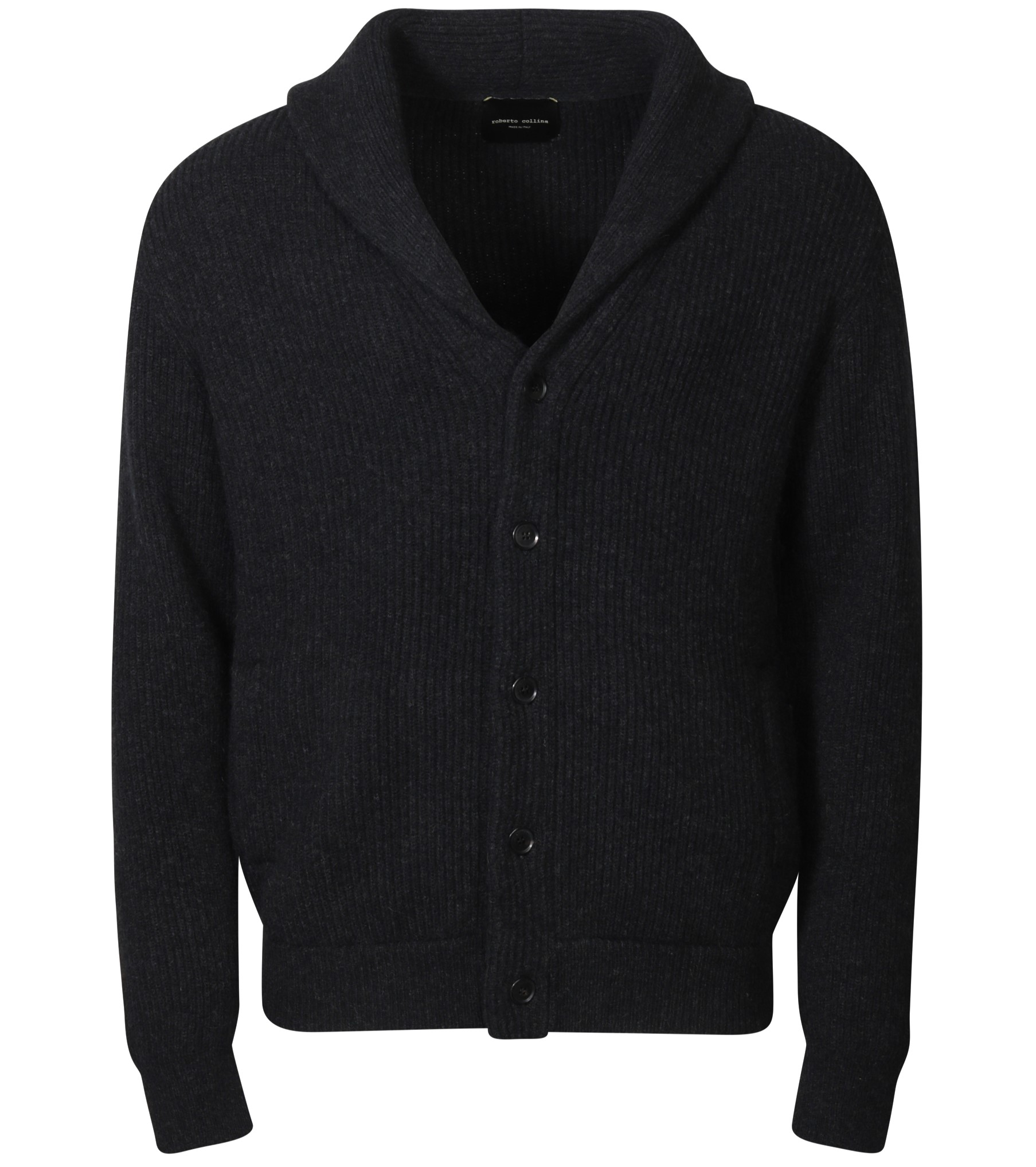 ROBERTO COLLINA Knit Cardigan in Black Melange