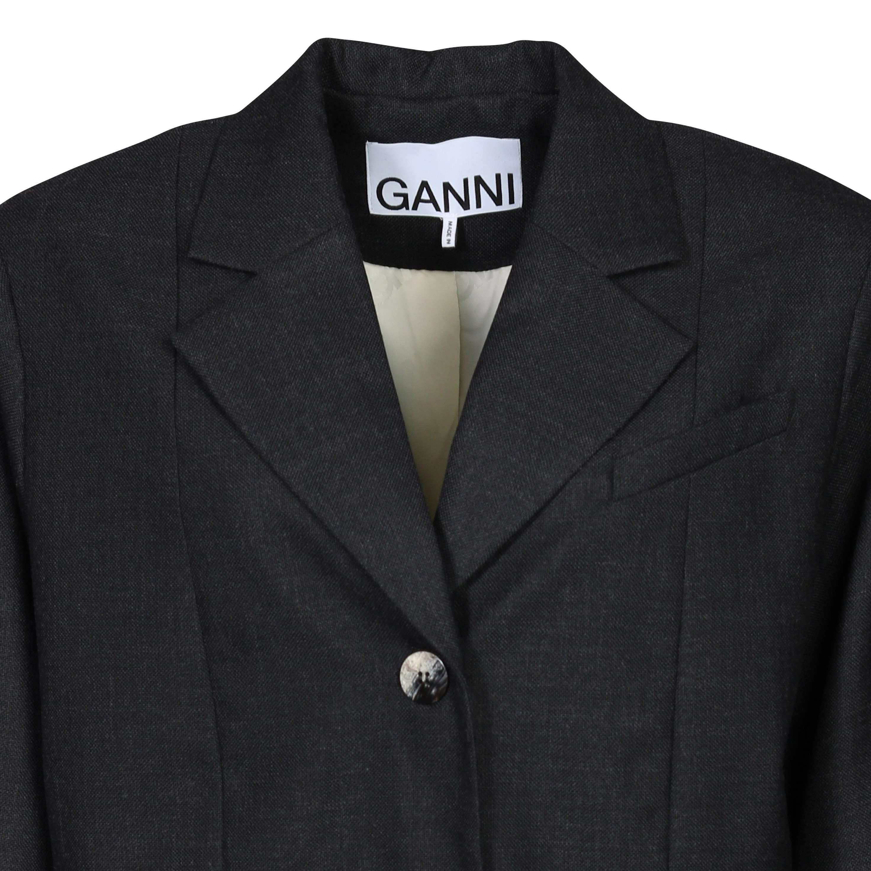 Ganni Light Wool Oversized Blazer in Phantom XXS/XS