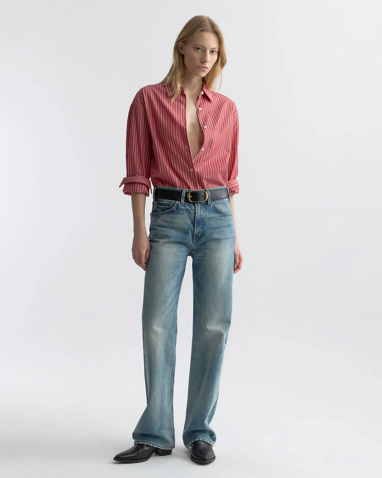 NILI LOTAN Striped Yorke Shirt Red L