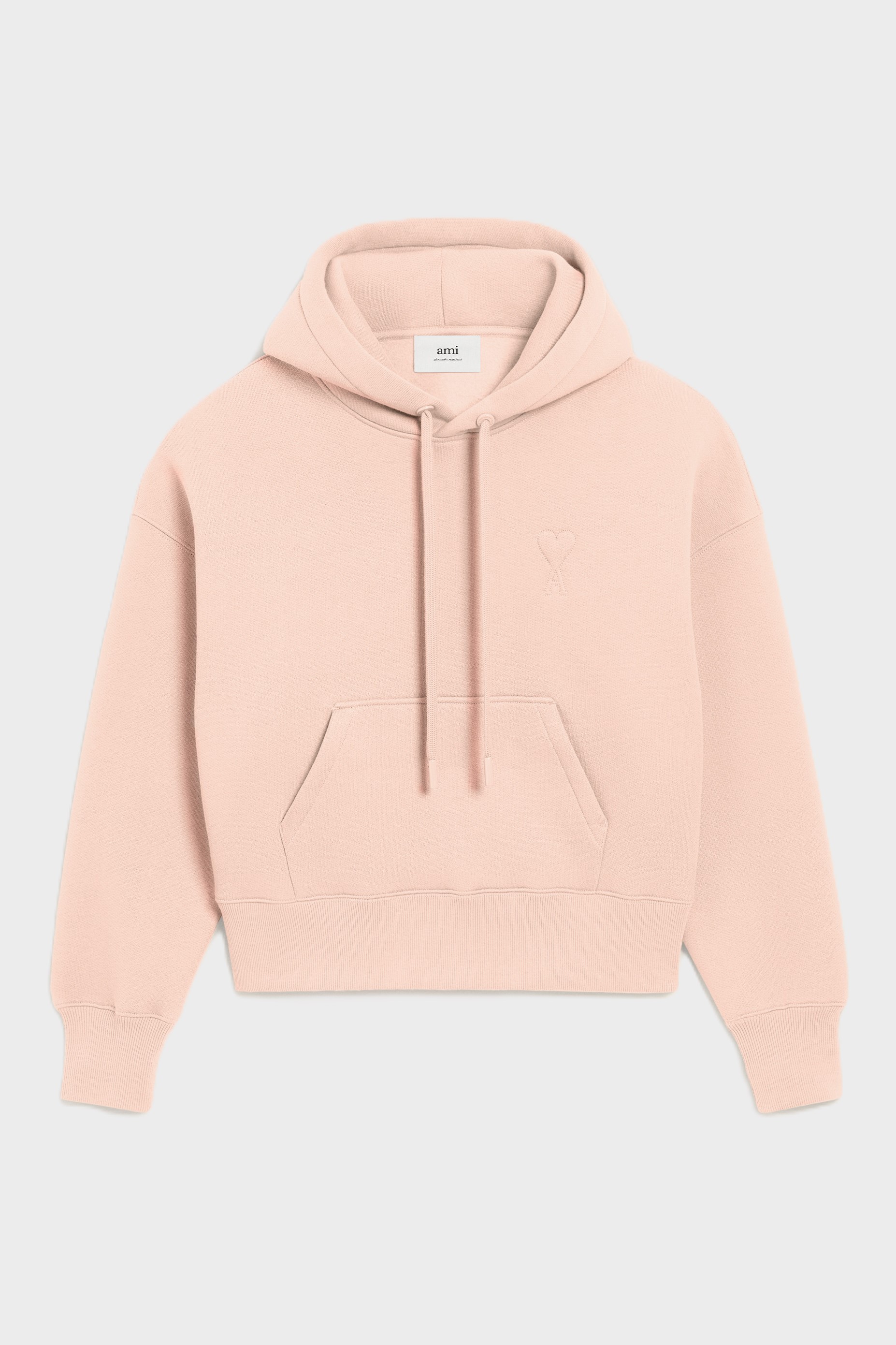 AMI PARIS de Coeur Embossed Hoodie in Powder