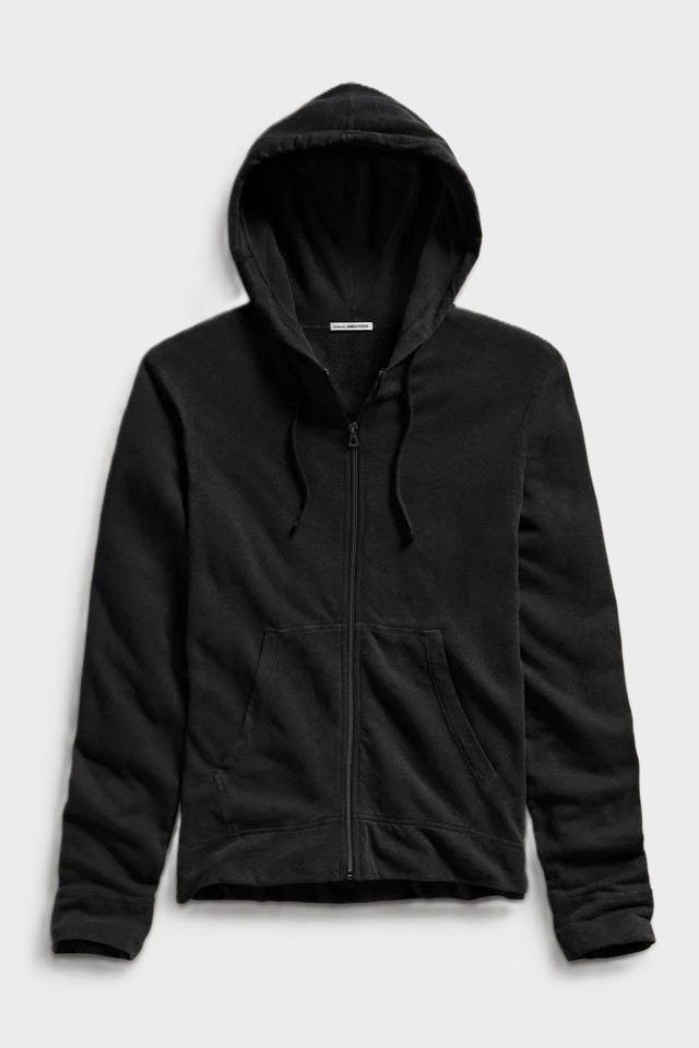 JAMES PERSE Vintage French Terry Zip Hoodie in Black