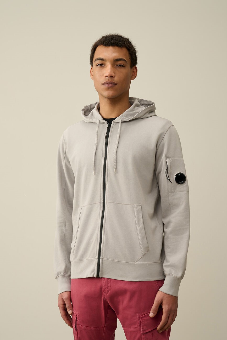 C.P. COMPANY Hooded Zip Jacket in Drizzle Grey XXL