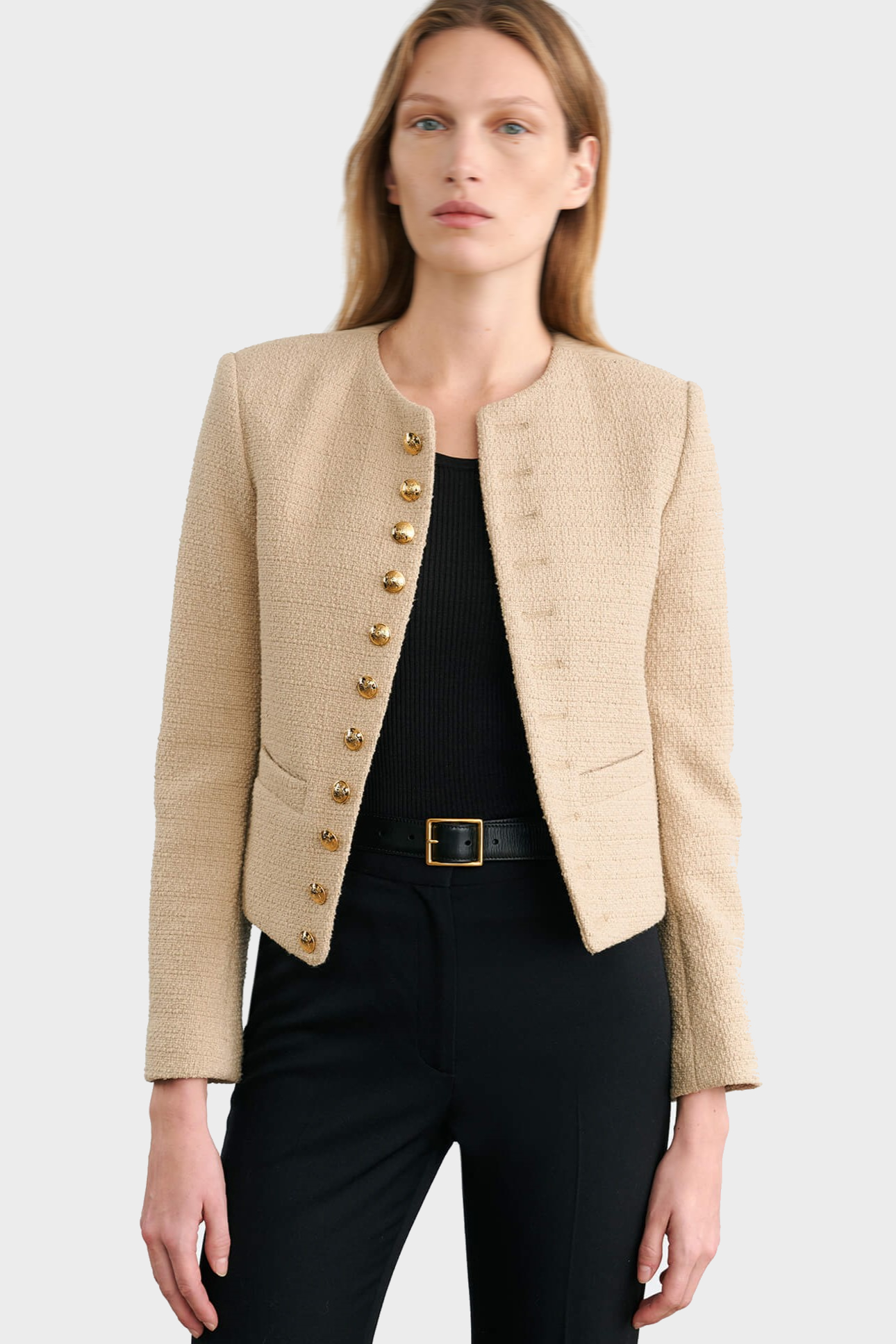 NILI LOTAN Patti Short Jacket in Beige NILI LOTAN Patti Short Jacket in Beige