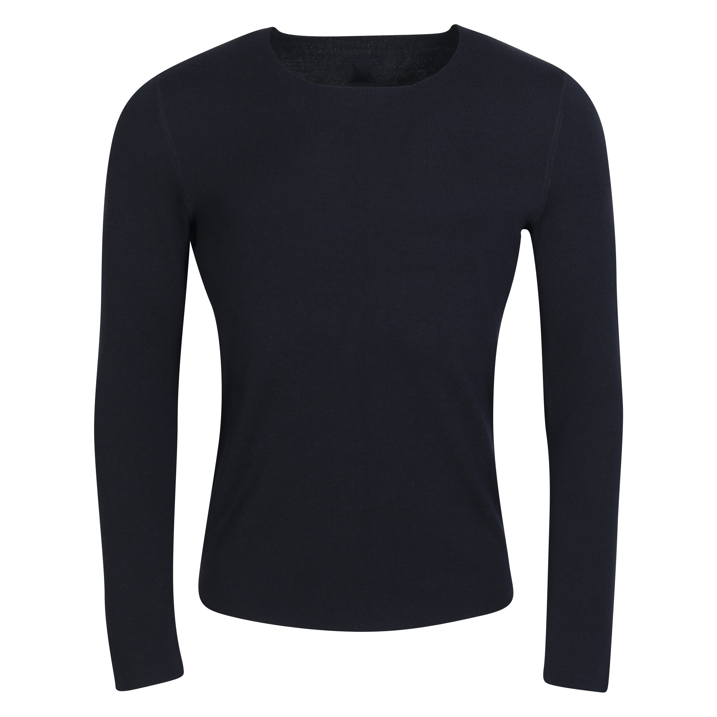 Hannes Roether Knit Sweater in Dark Navy/Striped Inside