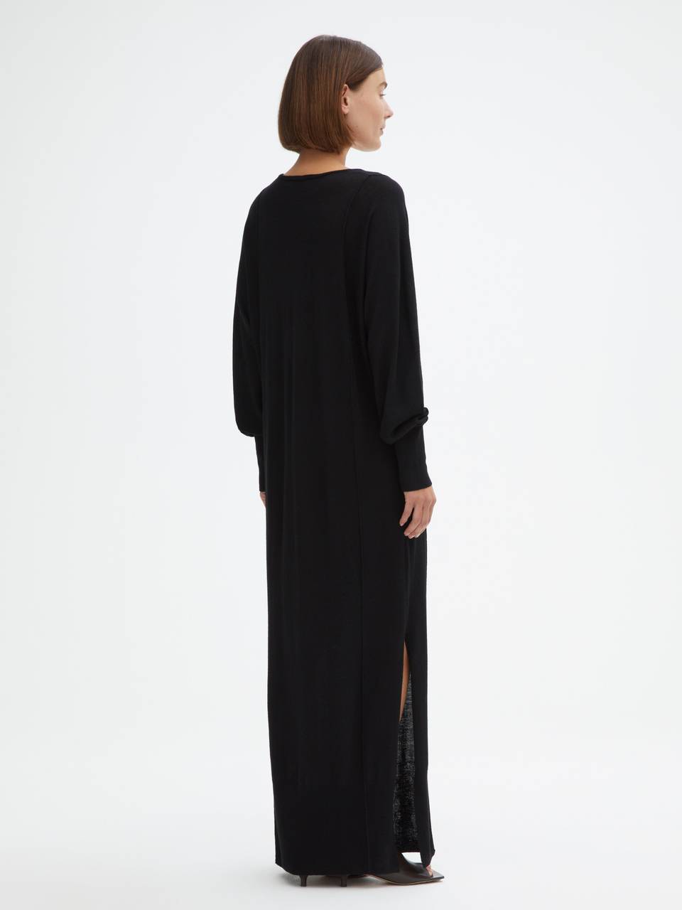 DAGMAR Merino V-Neck Dress in Black XS