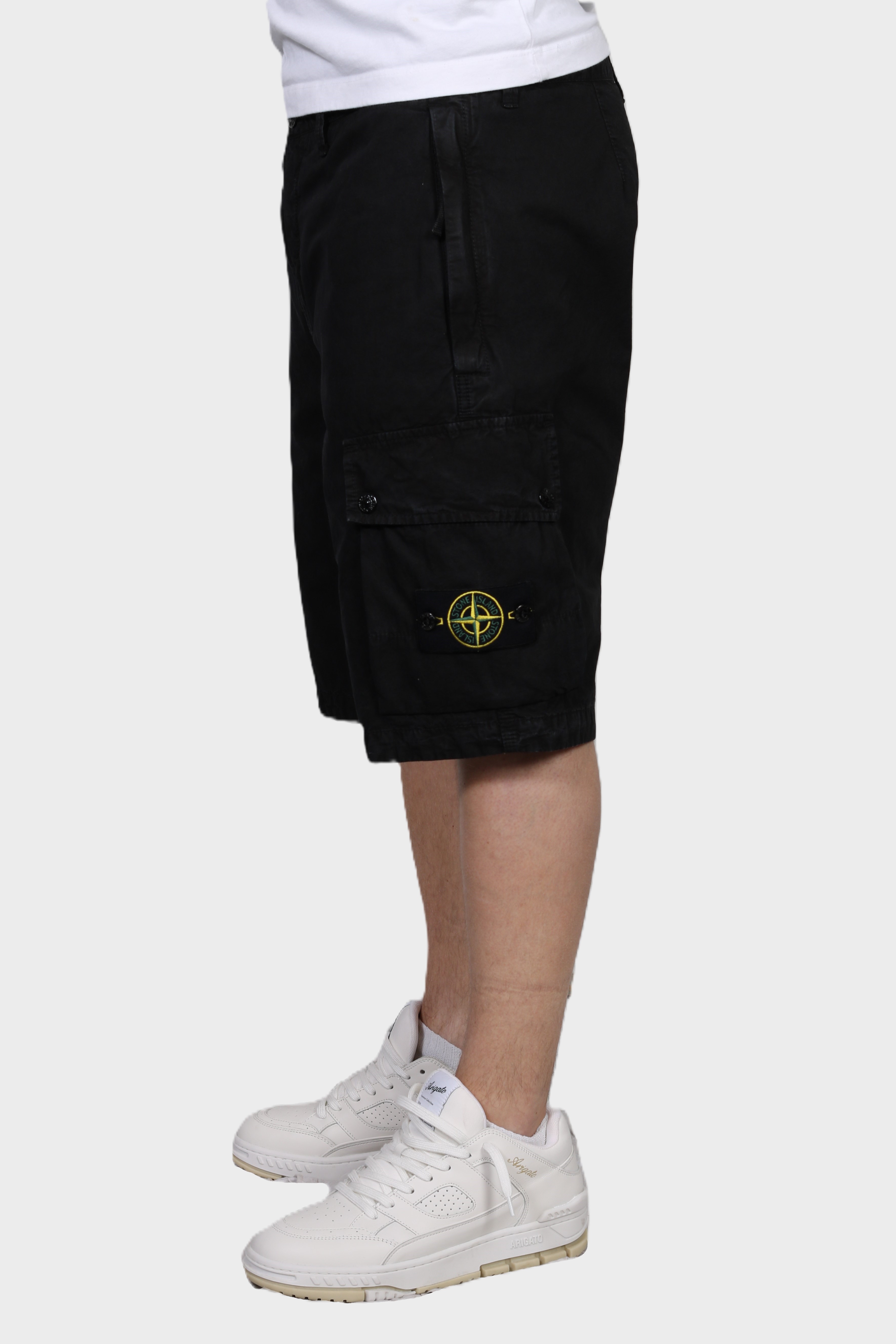 STONE ISLAND Slim Bermuda Shorts in Washed Black STONE ISLAND Slim Bermuda Shorts in Washed Black 36