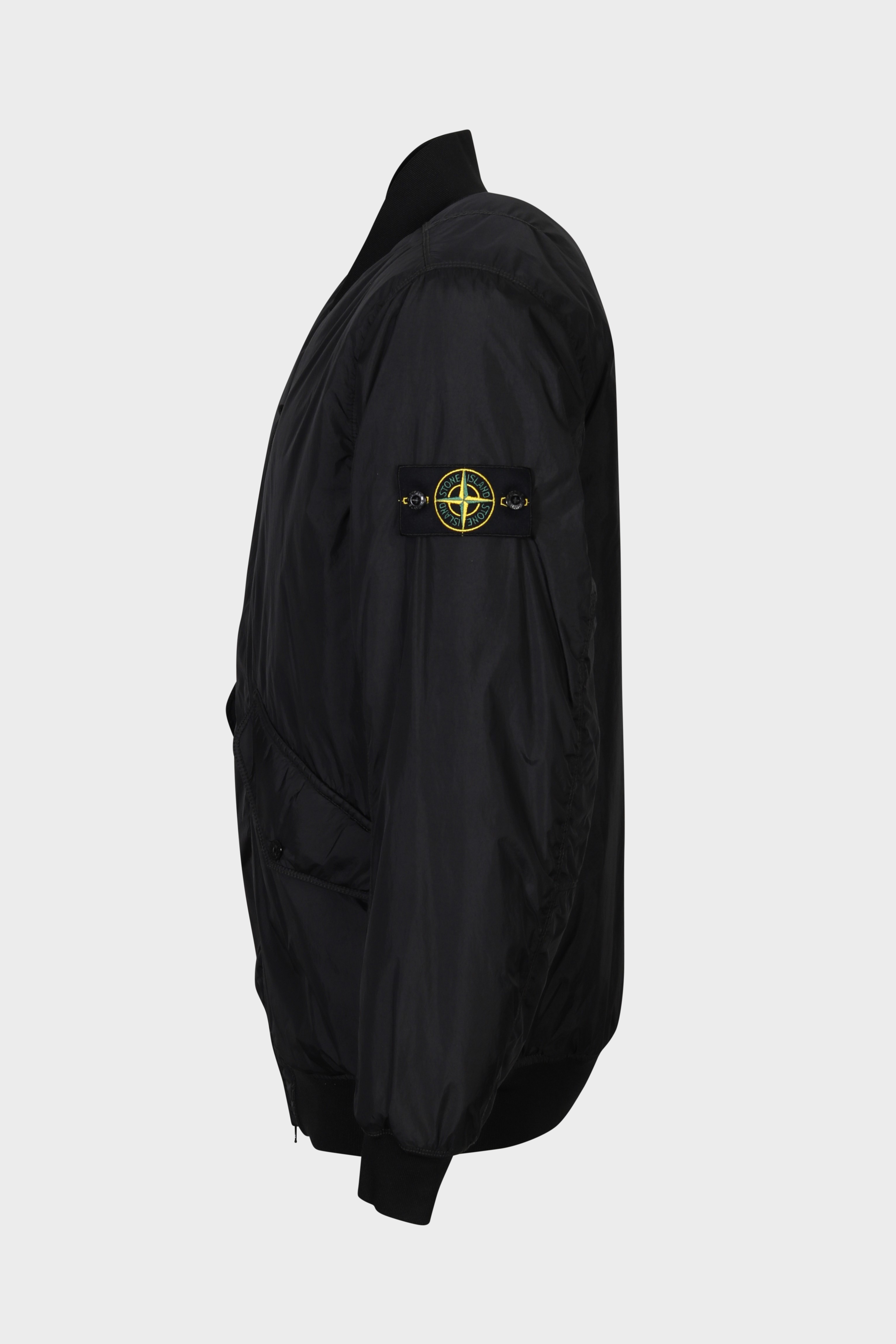 STONE ISLAND Garment Dyed Crinkle Reps Bomber Jacket in Black 3XL