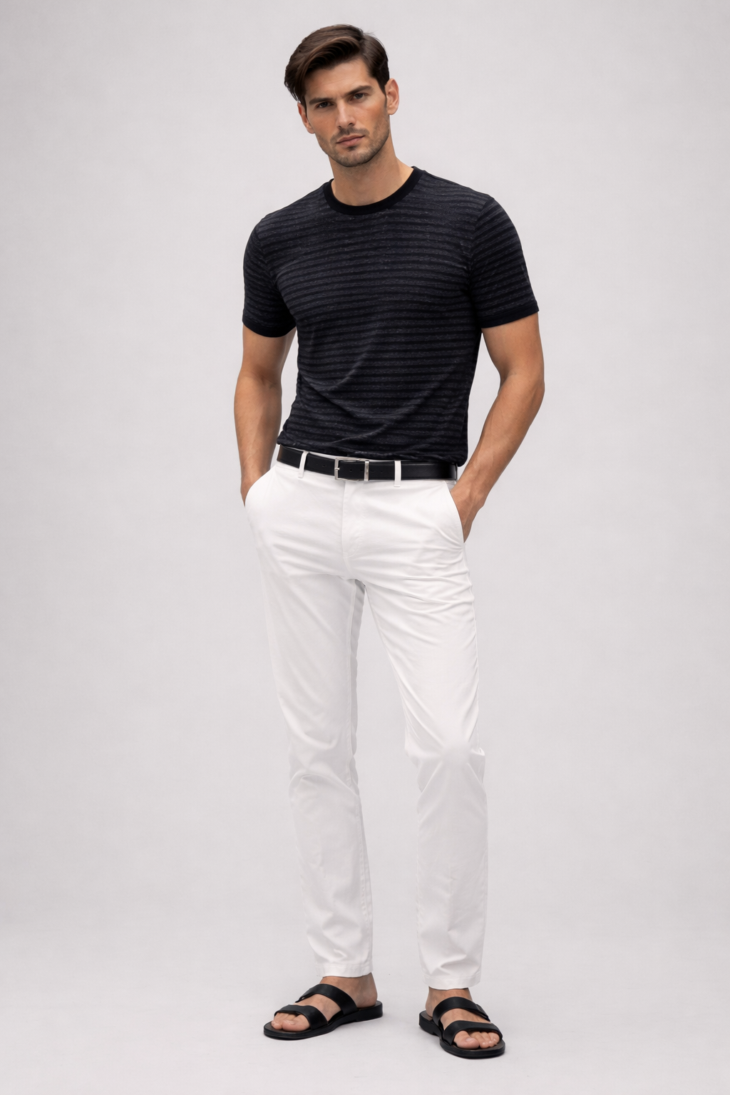 TRANSIT UOMO Cotton Stretch Pant in White XL