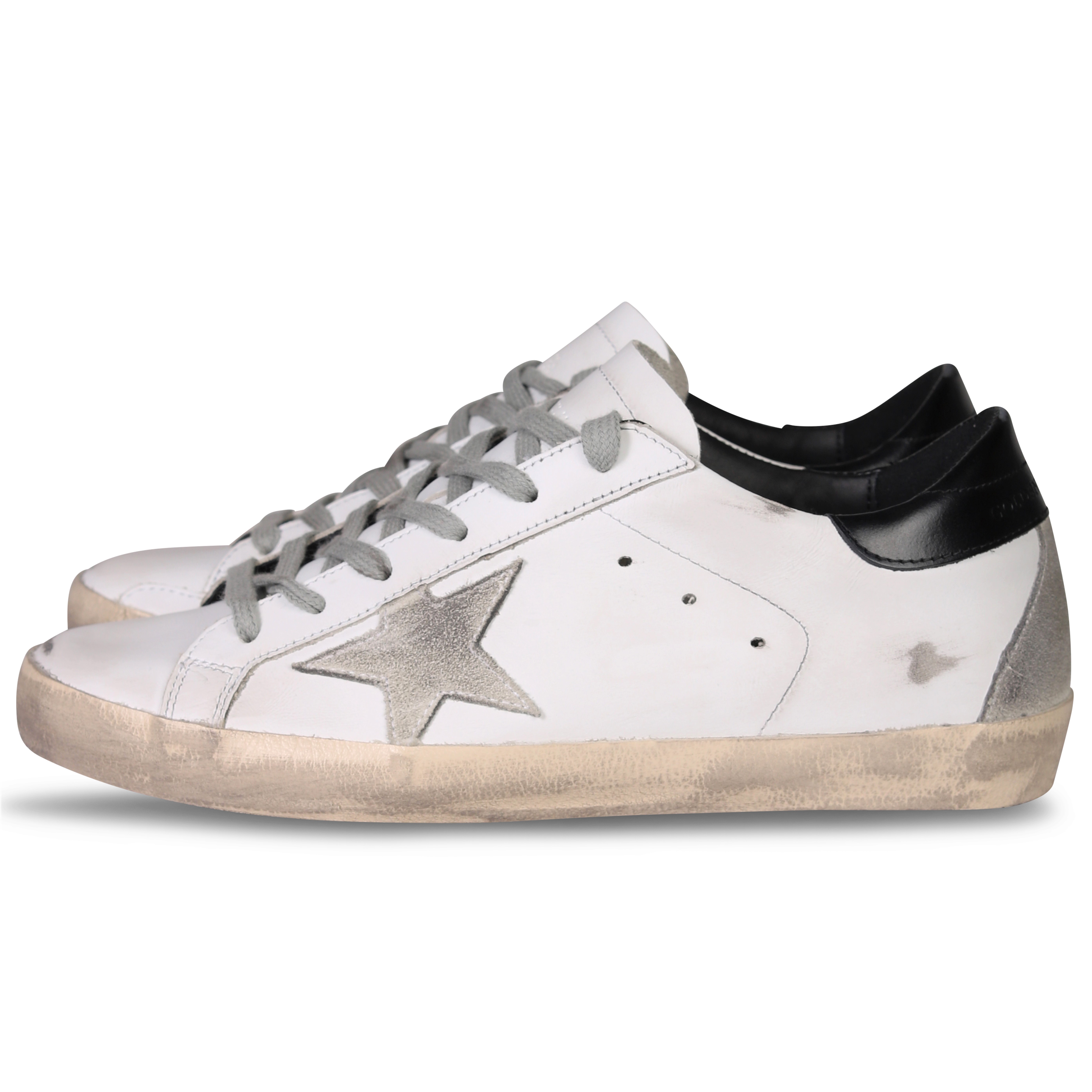 Golden Goose Superstar White/Black Shiny Heel