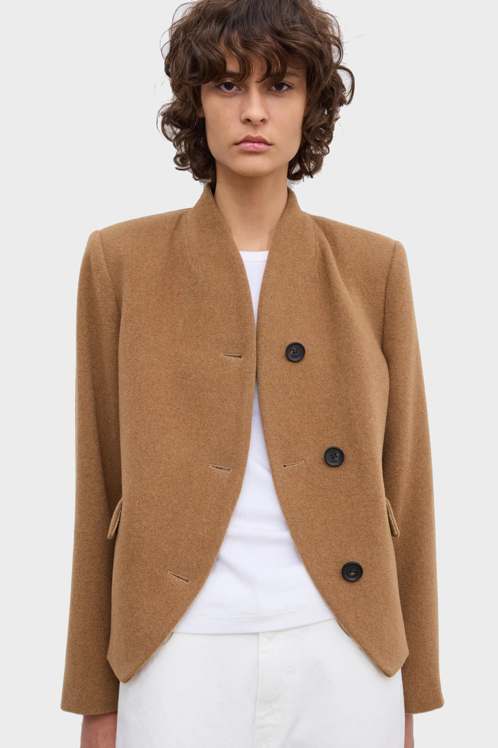 DAGMAR Short Curved Jacket in Camel