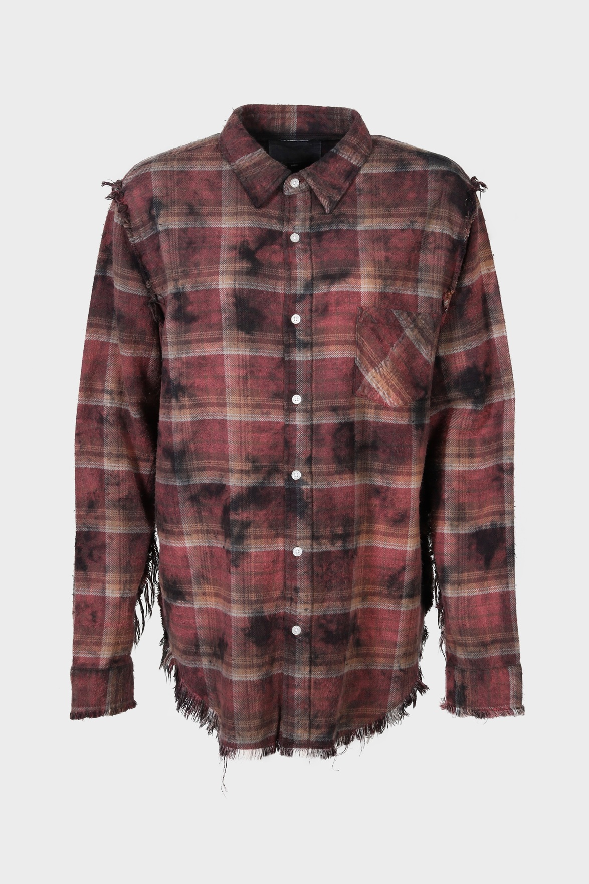 R13 Shredded Seam Shirt in Overdyed Purple Plaid