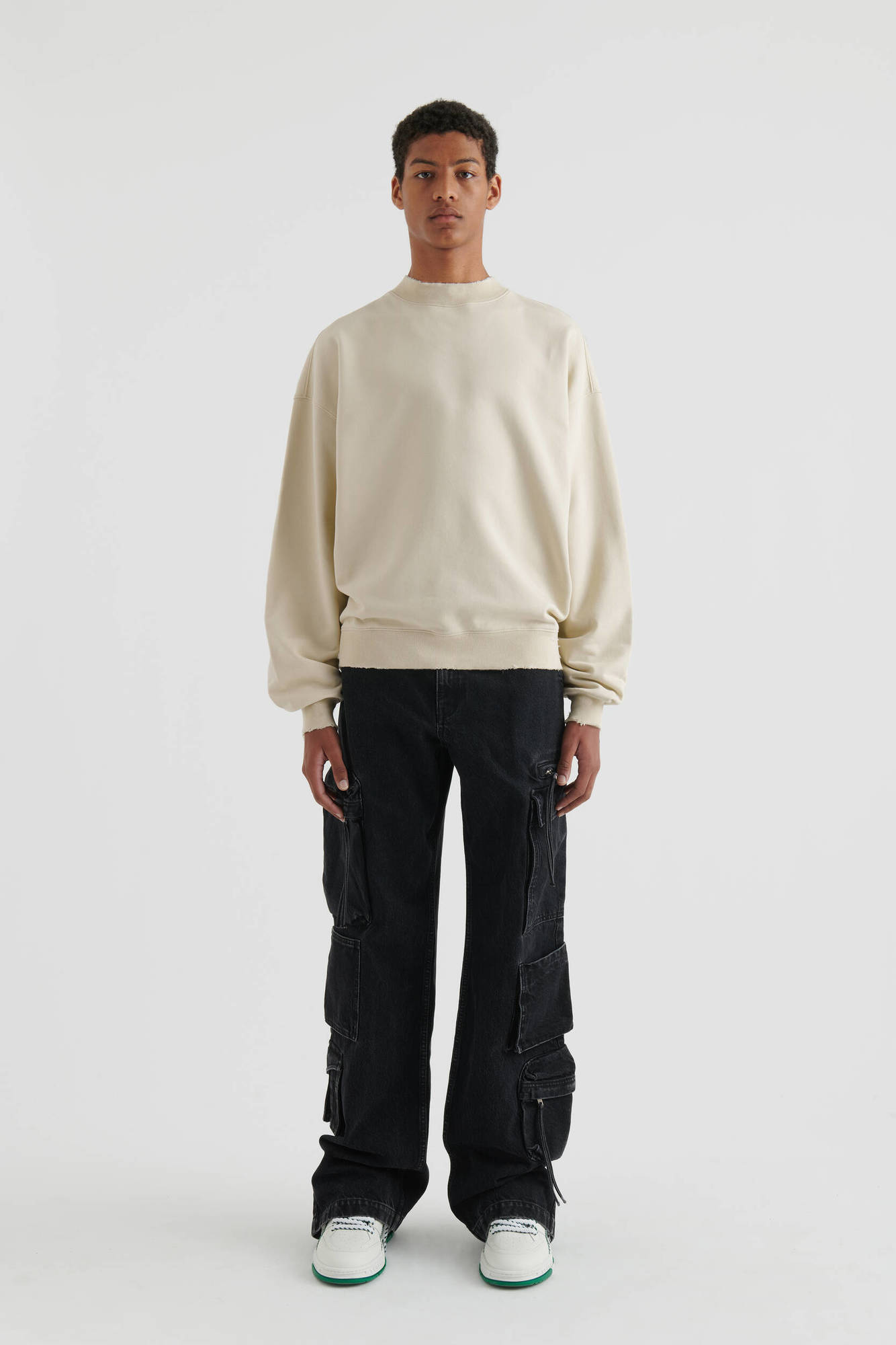 AXEL ARIGATO Vista Distressed Sweatshirt in Beige M