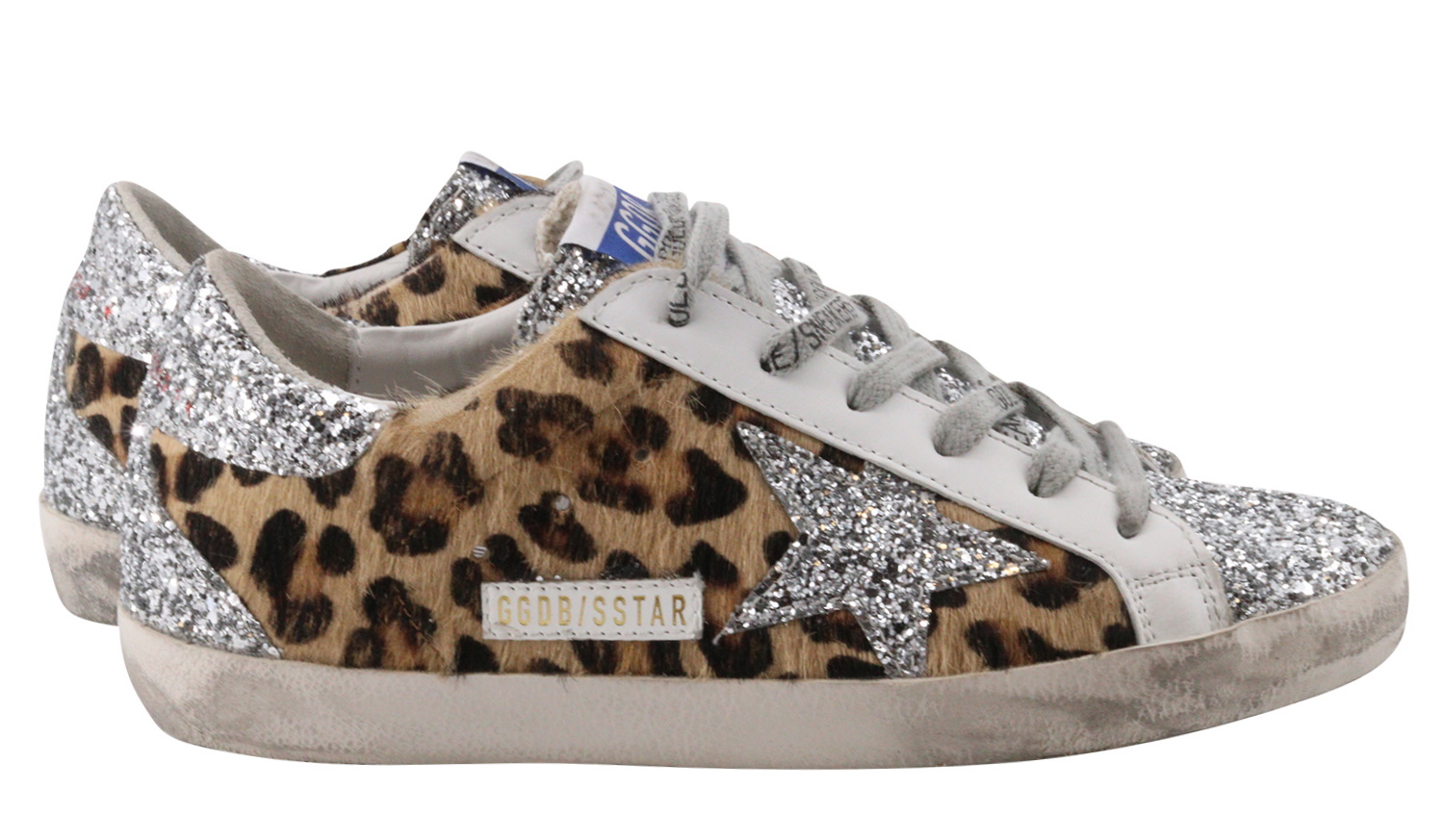 Golden Goose Superstar Leopard Horsy Glitter Star and Heel