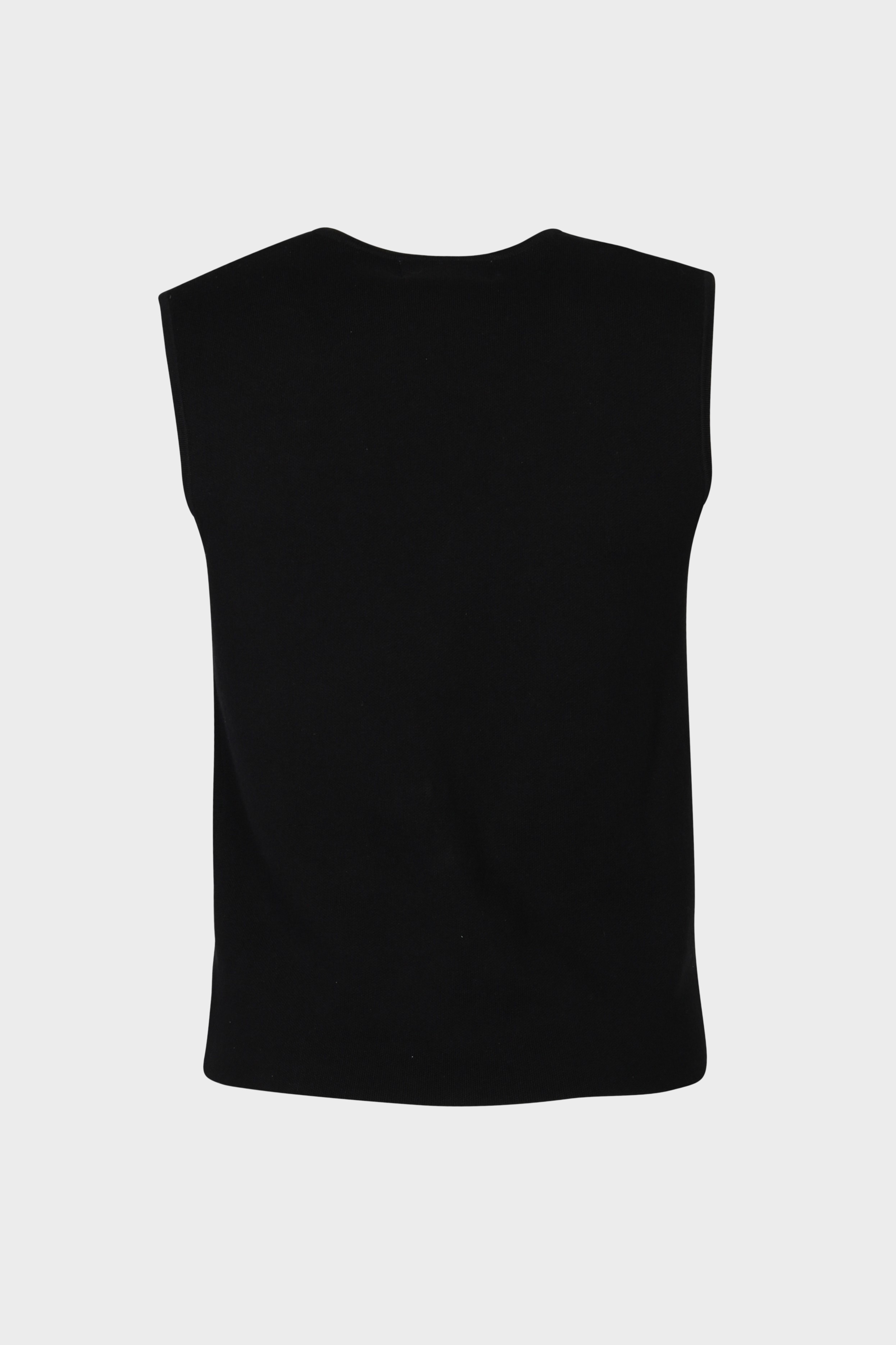FLONA Cotton/ Cashmere Knit Vest in Black XS