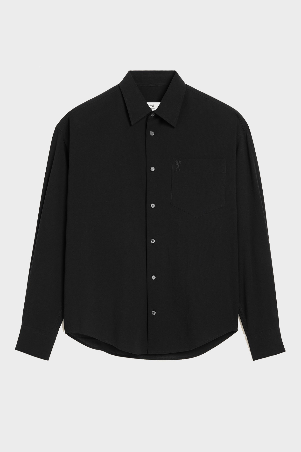 AMI PARIS De Coeur Cotton Crepe Shirt in Black XL