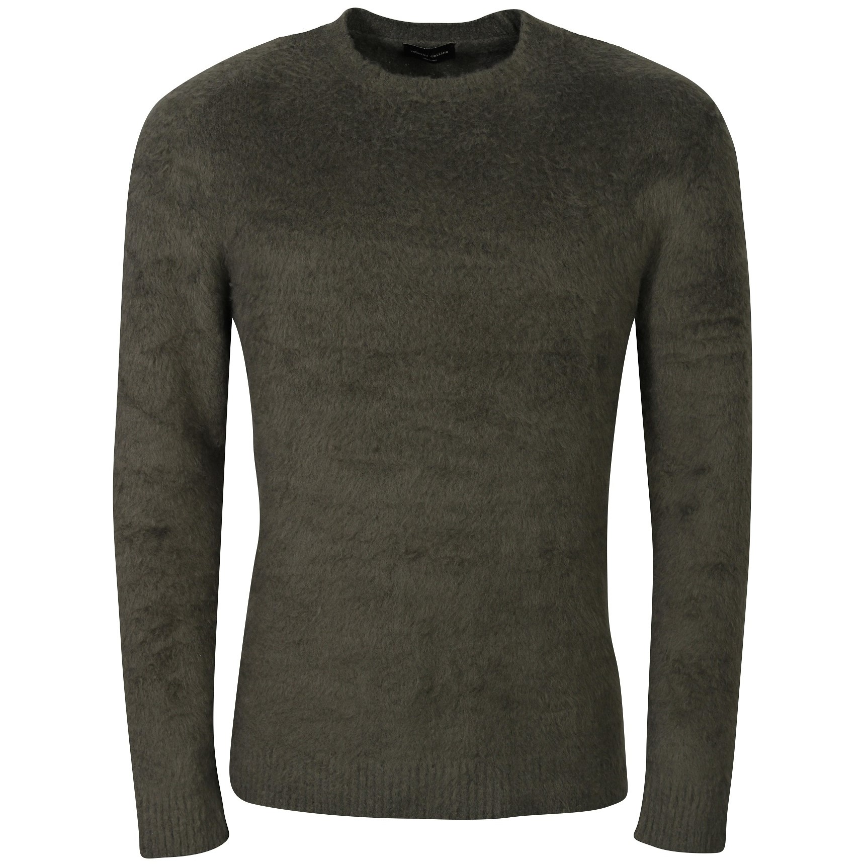 ROBERTO COLLINA Fluffy Cotton Knit Pullover in Military