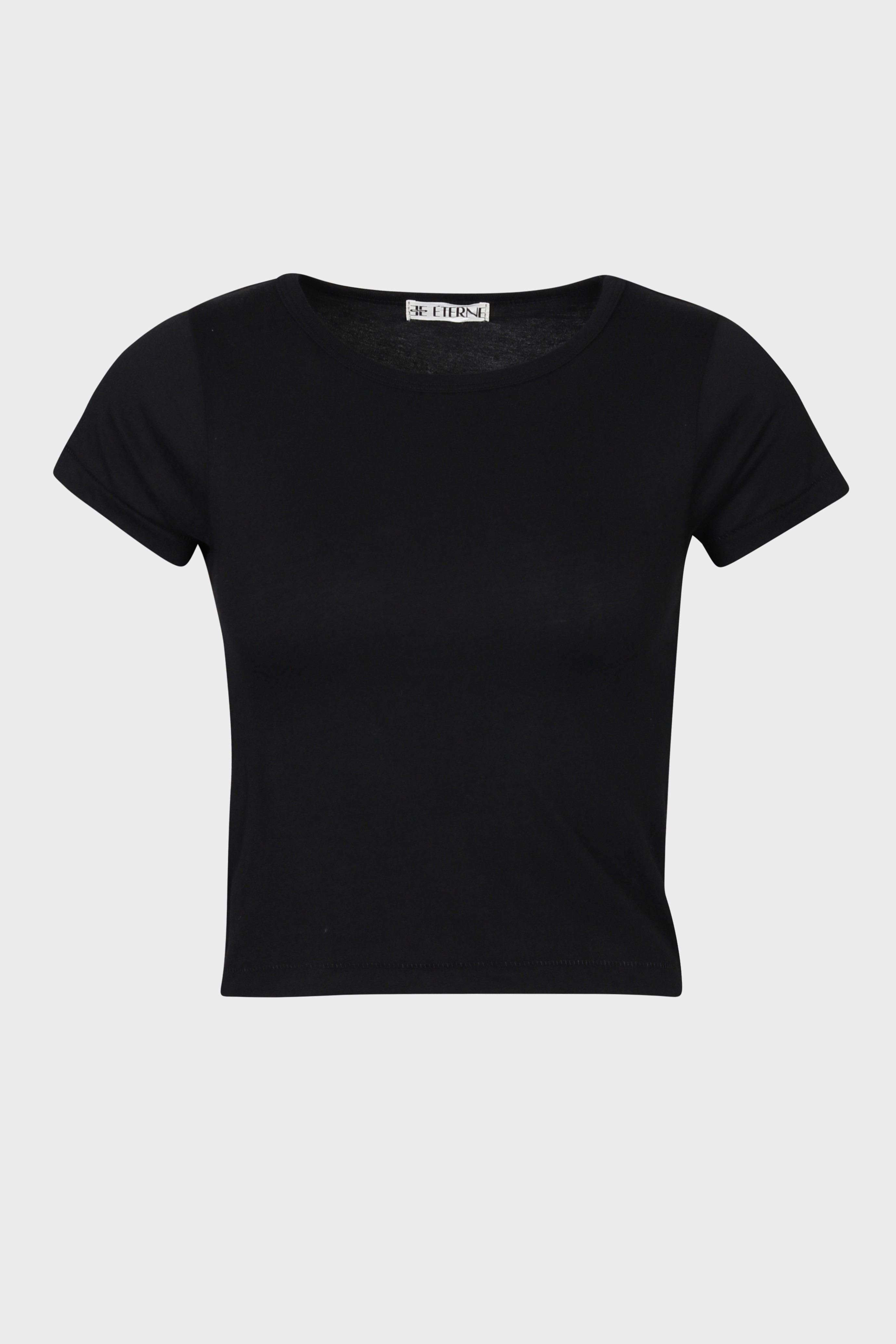 ÉTERNE Short Sleeve Baby Tee in Black XS