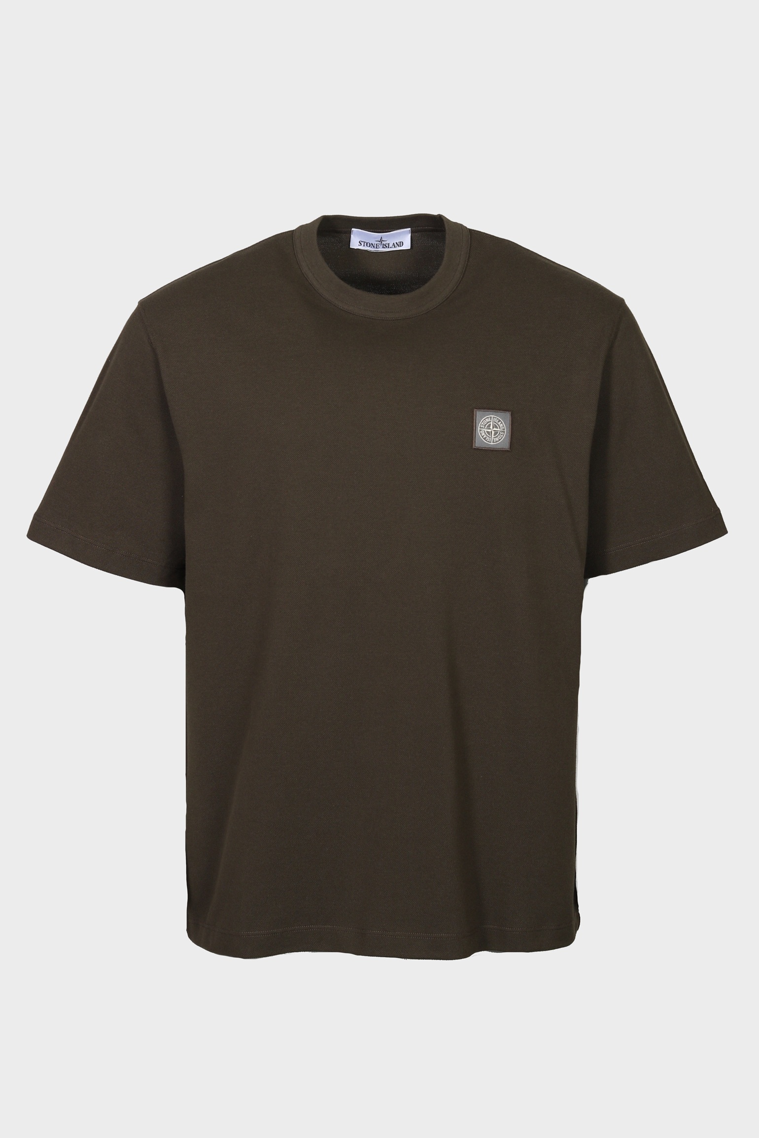 STONE ISLAND Piqué Loose Fit Logo T-Shirt in Dark Olive M