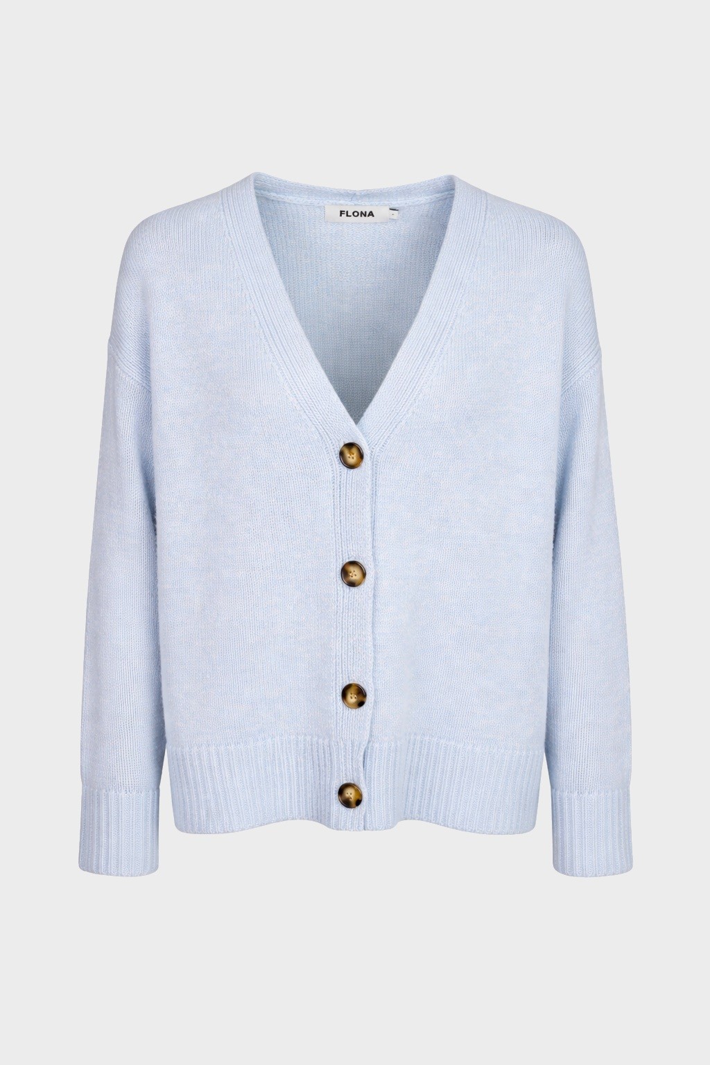 FLONA Cashmere Oversize Cardigan in Light Blue Melange M