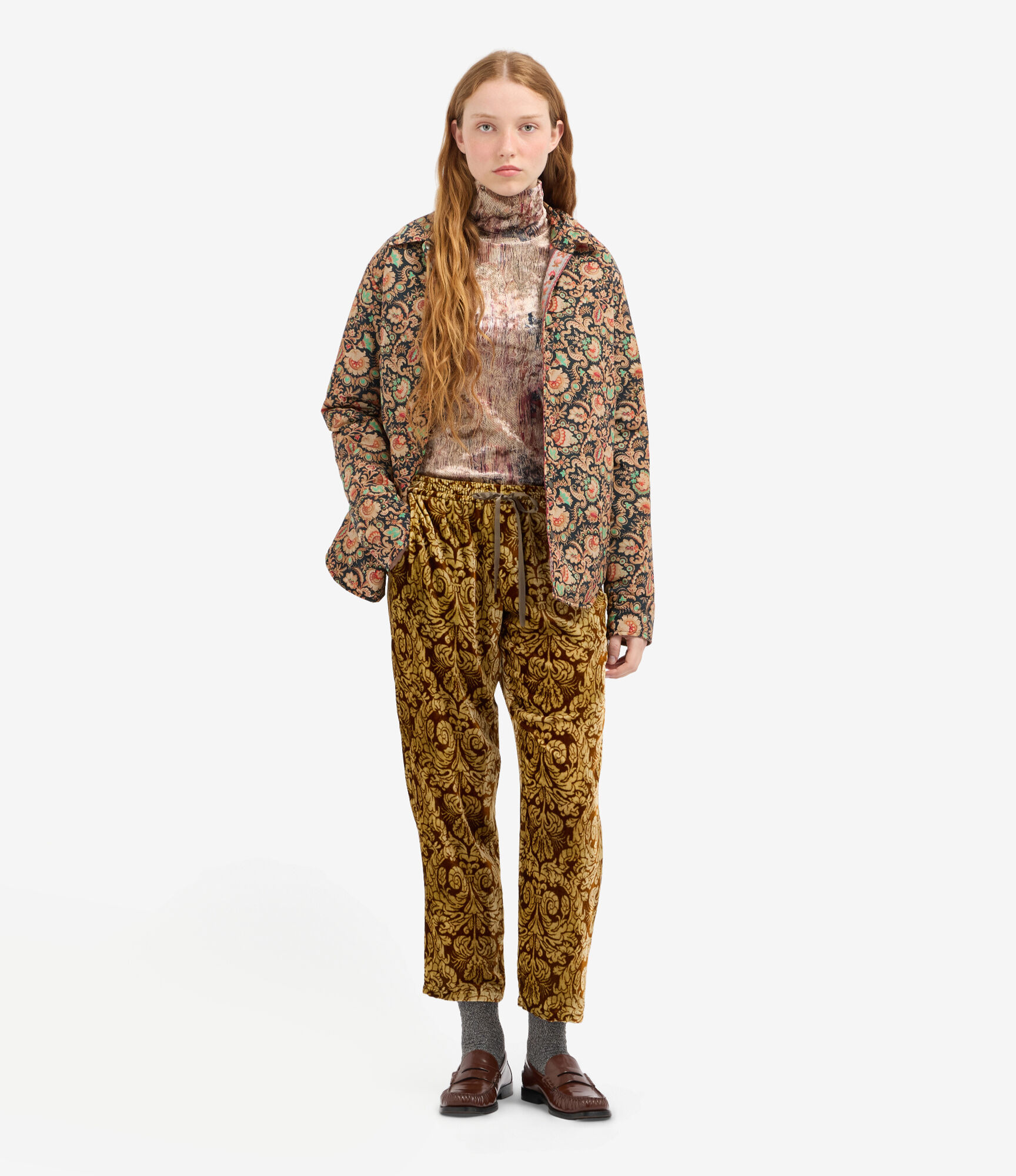 PIERRE-LOUIS MASCIA Short Velvet Pant Brown/Beige