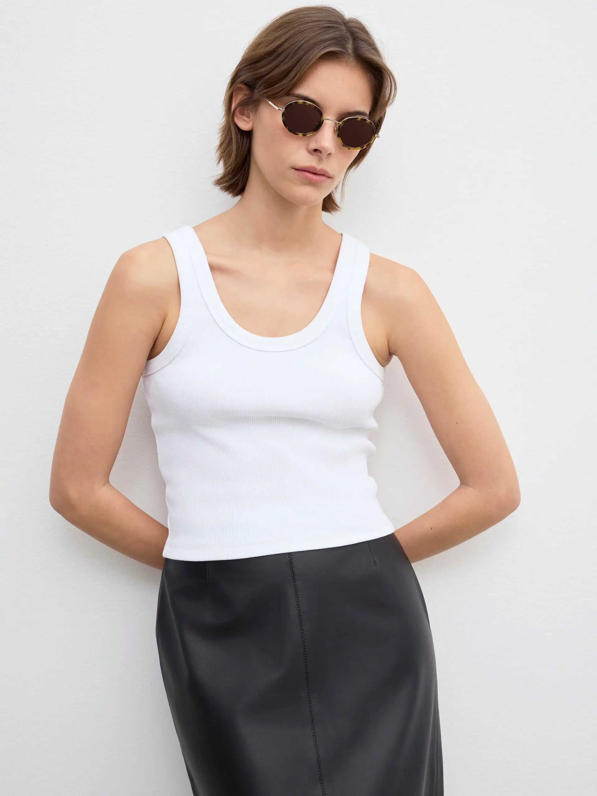DAGMAR Ribbed Tank Top in White DAGMAR Ribbed Tank Top in White