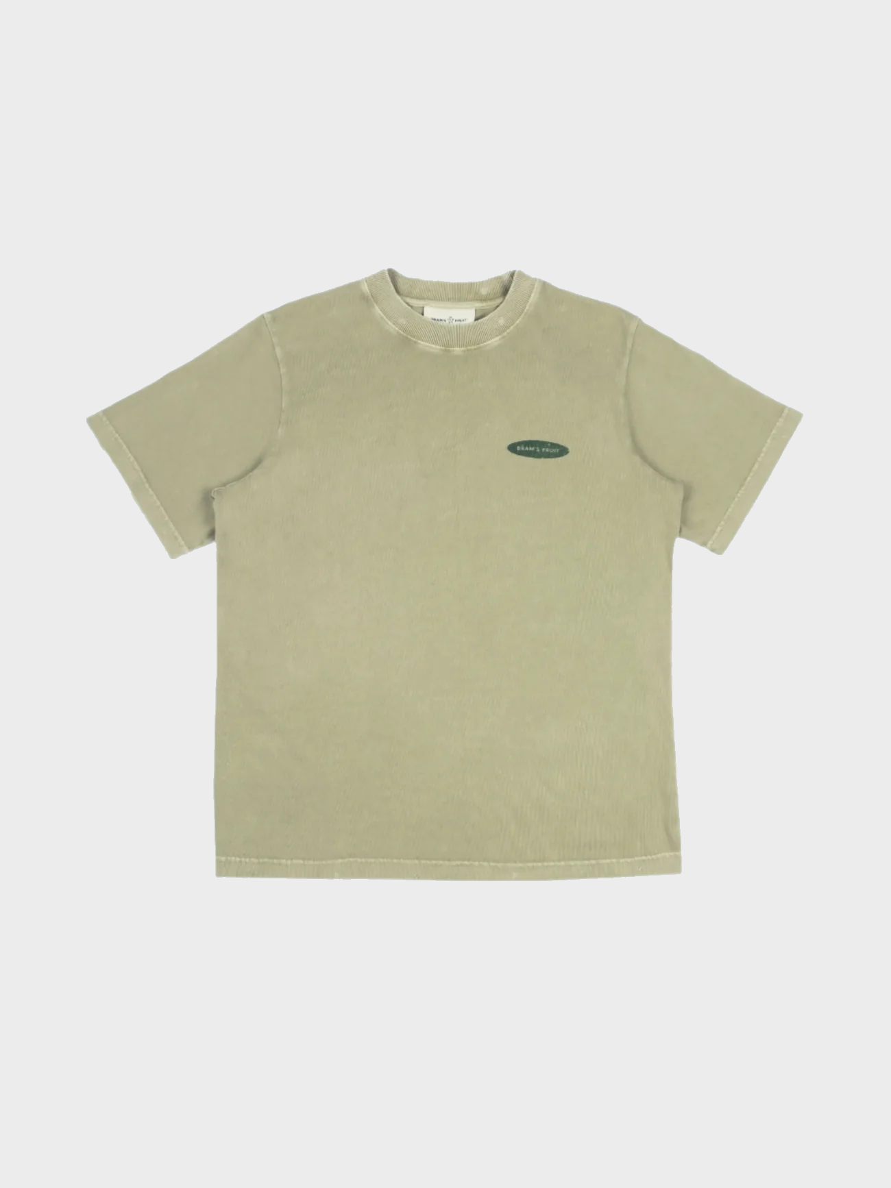 BRAM'S FRUIT ''F*ck Off'' Distressed T-Shirt in Washed Olive Green