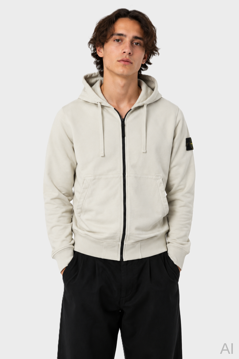STONE ISLAND Zip Hoodie in Stone
