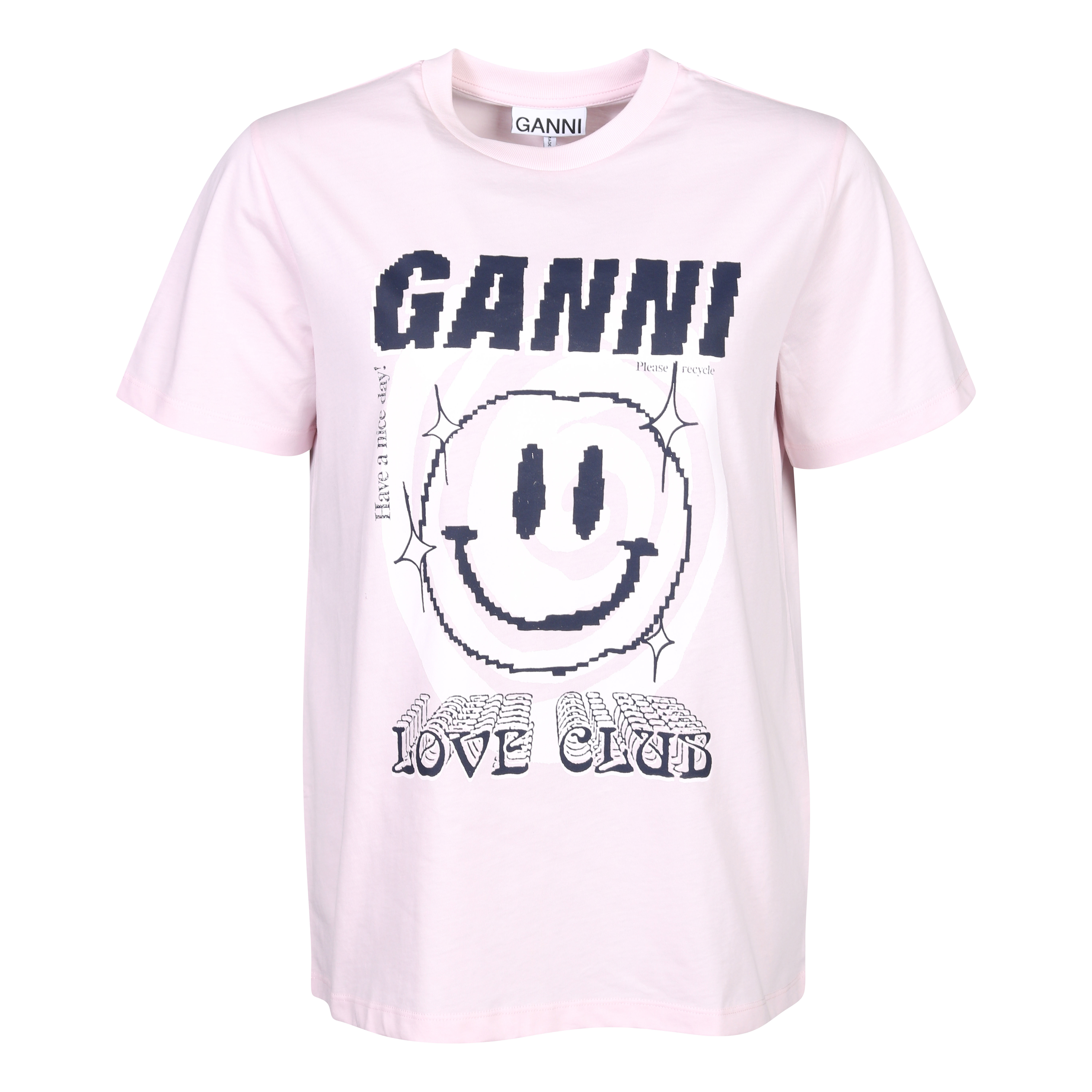 Ganni Organic Cotton Smiley T-Shirt in Light Lilac
