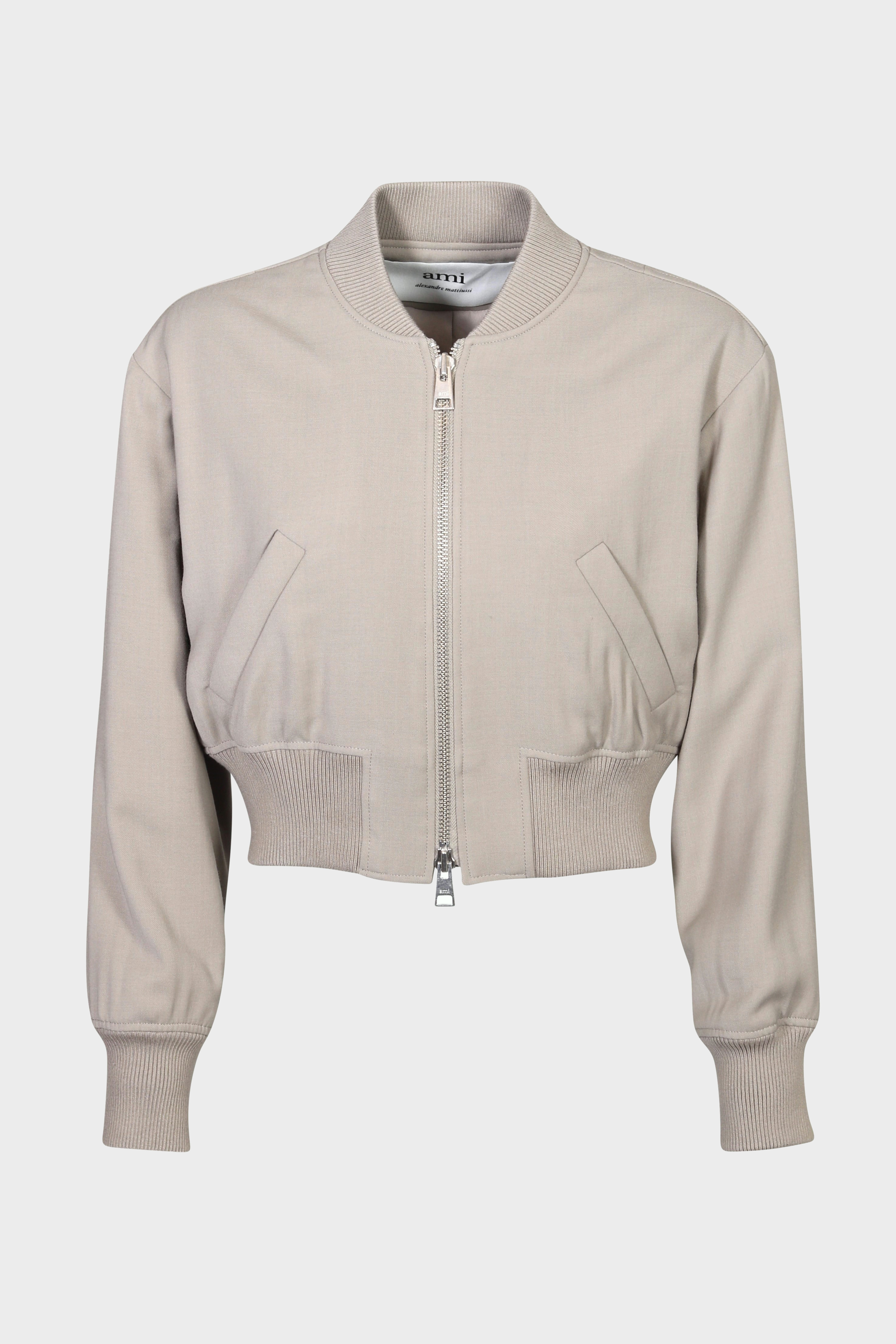 AMI PARIS Bomber Jacket in Light Taupe S