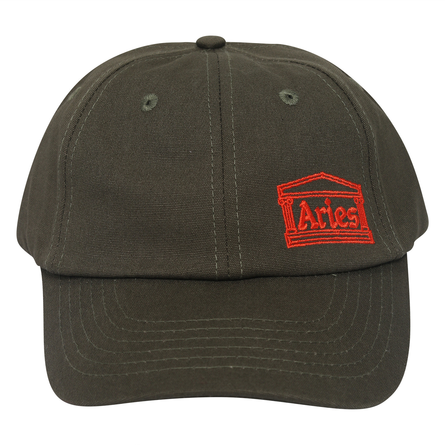Unisex Aries Classic Temple Label Cap in Military Green