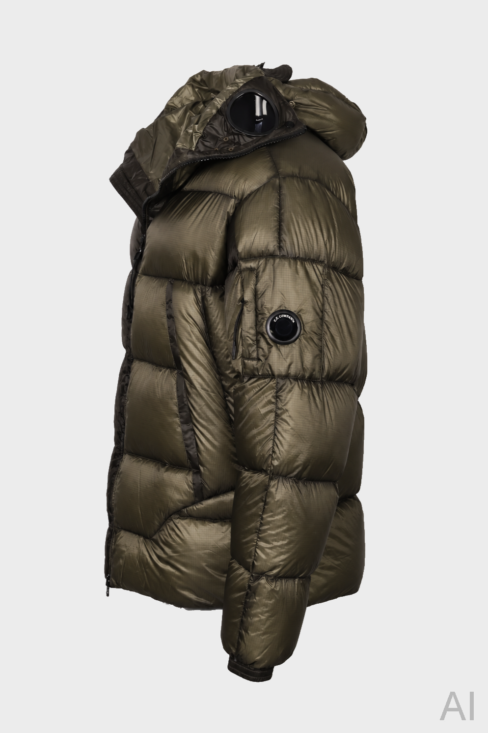 C.P. COMPANY D.D. Shell Goggle Down Jacket in Ivy Green