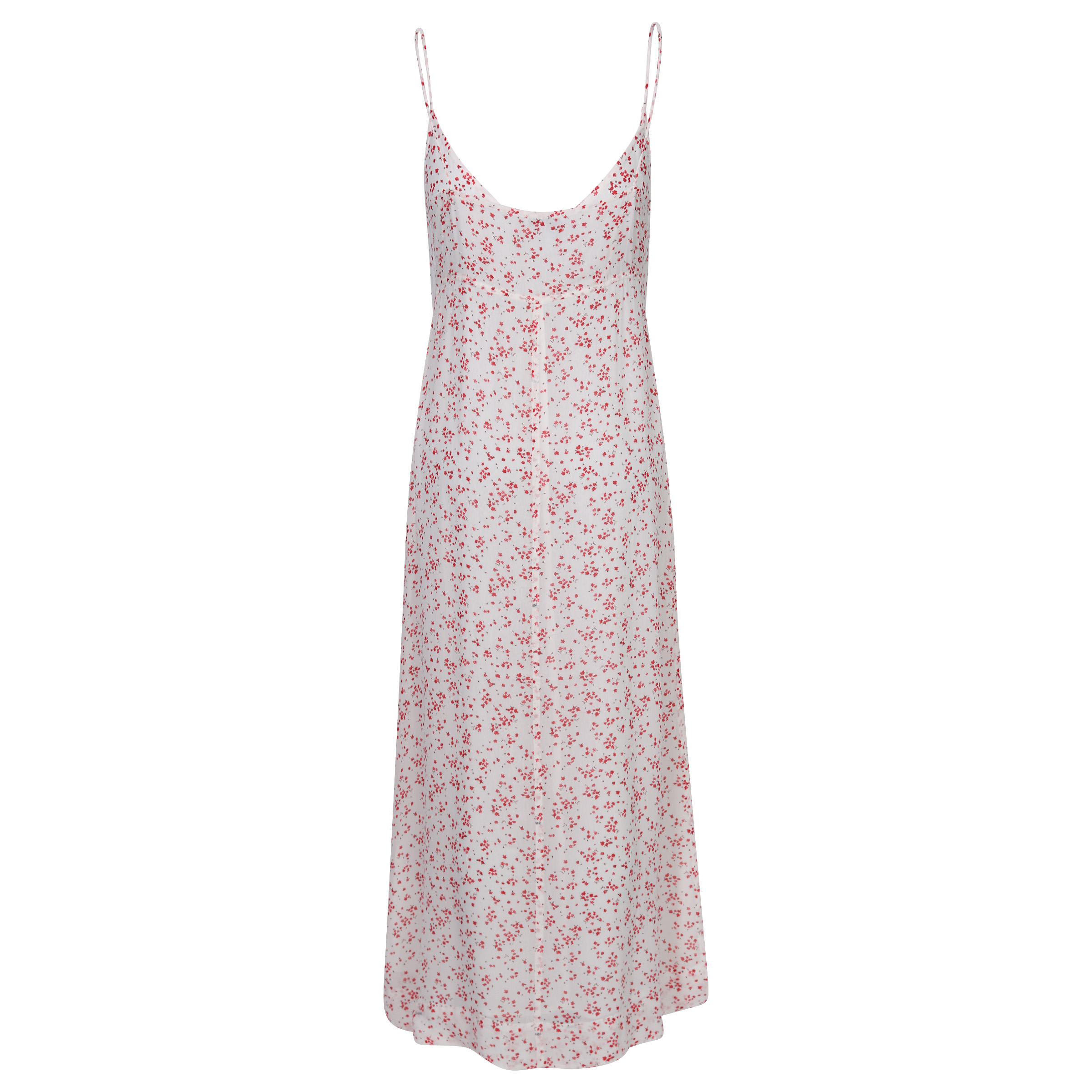 Ganni Printed Georgette Strap Dress Cream/Red