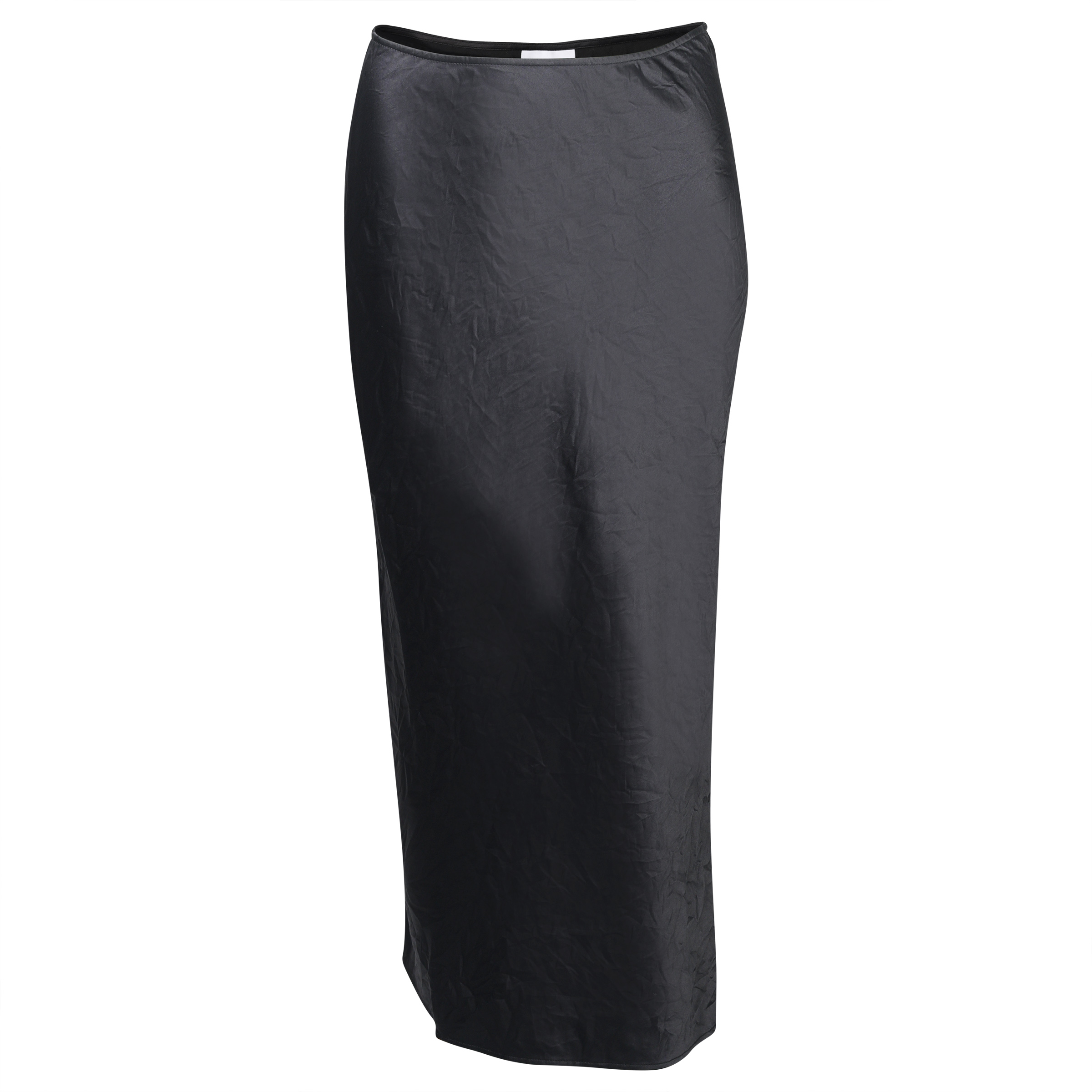 Ganni Crinkled Satin Skirt Black