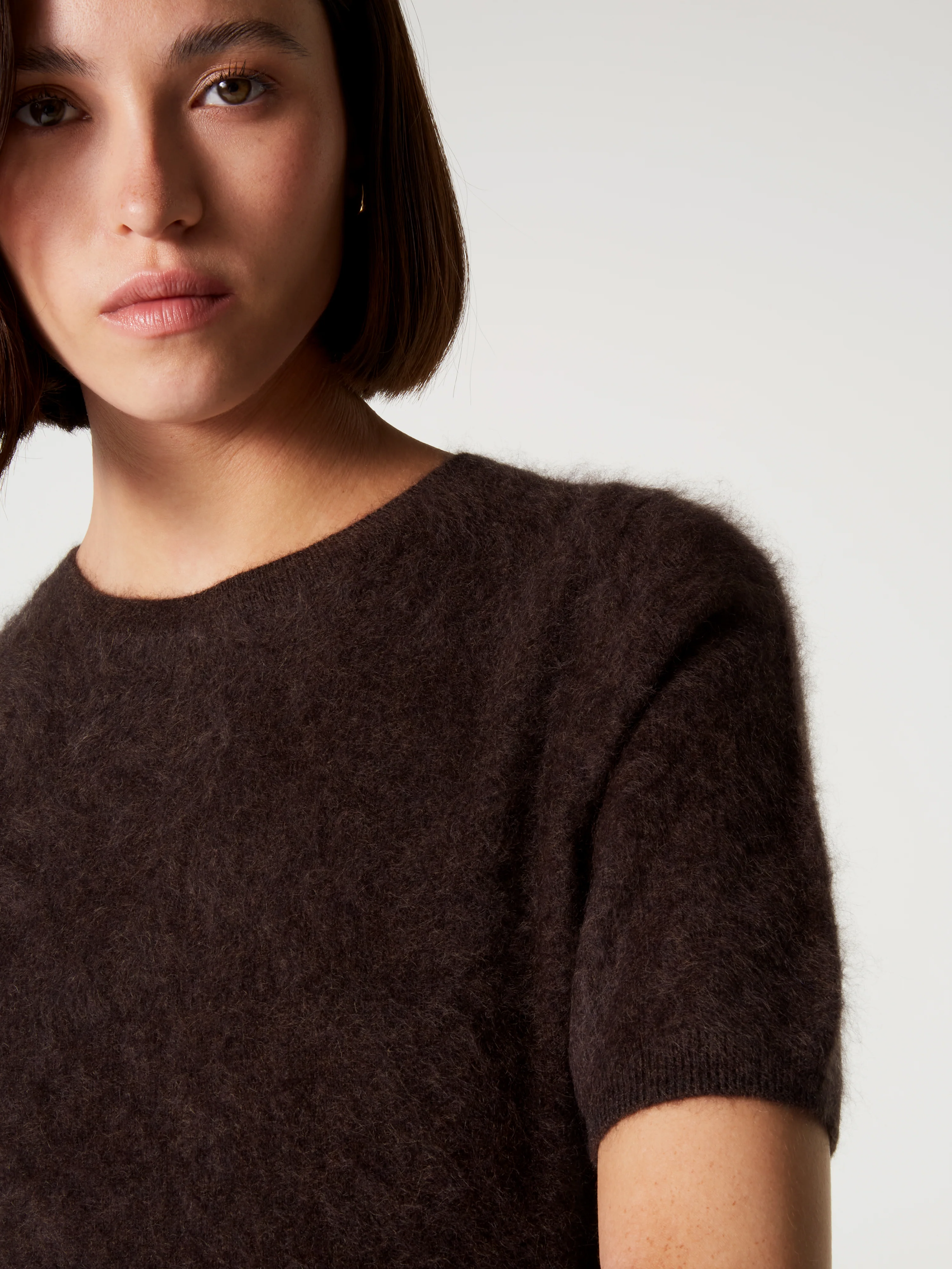 ABSOLUT CASHMERE Brushed Cashmere T-Shirt in Brown