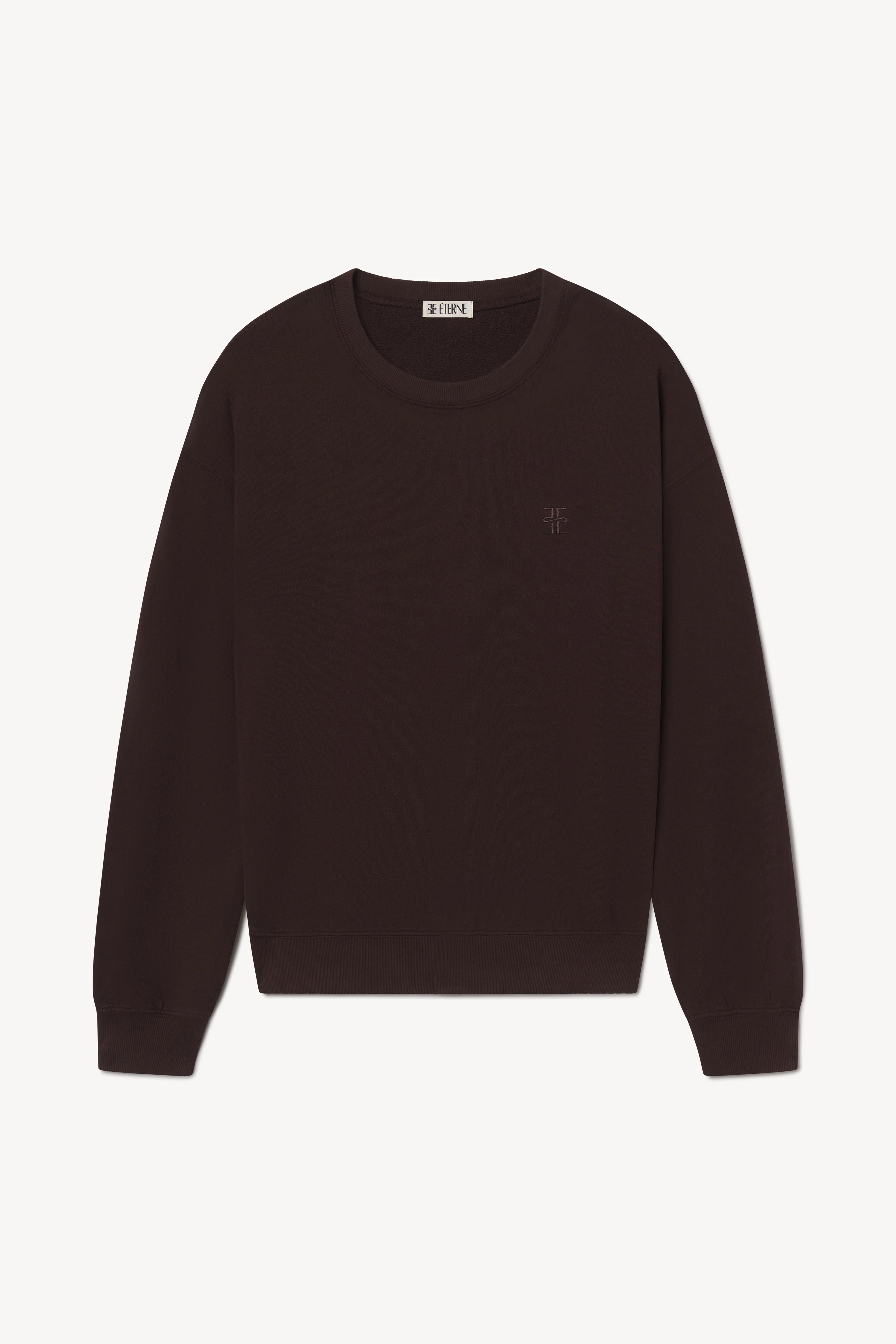 ÉTERNE Oversized Crewneck Sweatshirt in Espresso