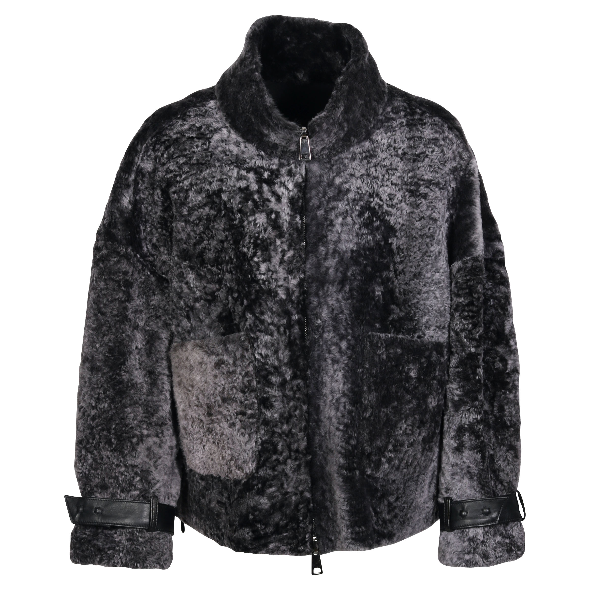 Giorgio Brato Reversible Shearling Leatherjacket in Black/Grey