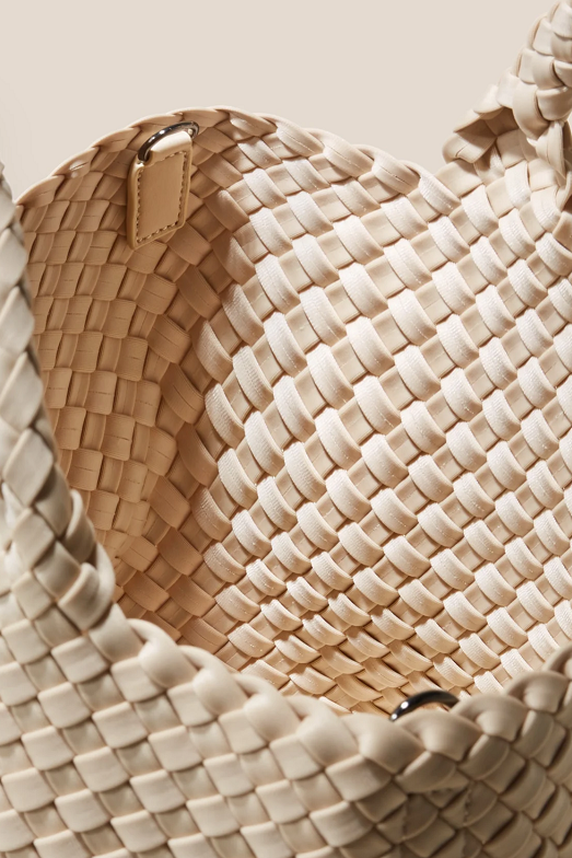 NAGHEDI Handwoven Small Tote St. Barth in Ecru