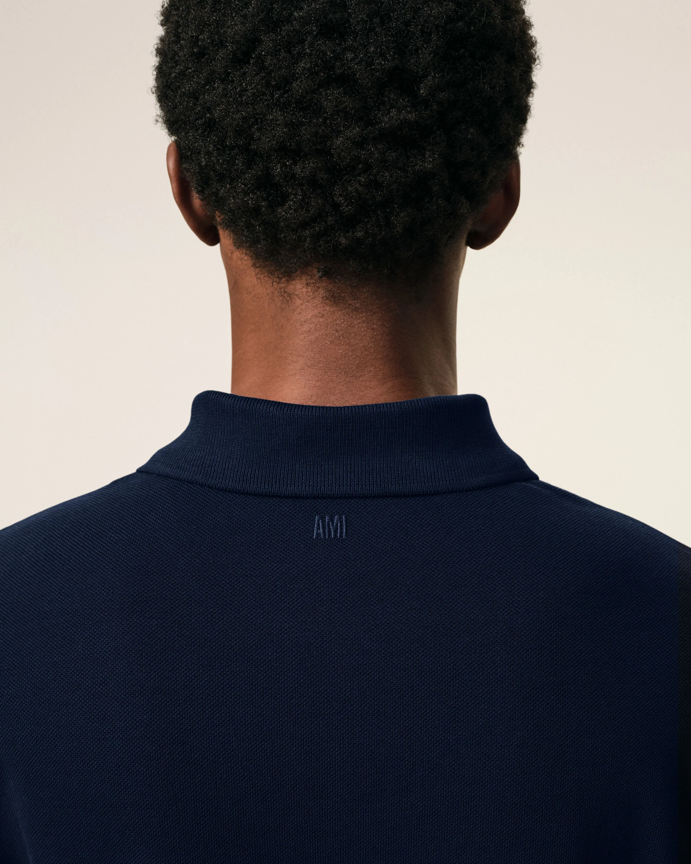 AMI PARIS de Coeur Polo Shirt in Night Blue/Red Logo