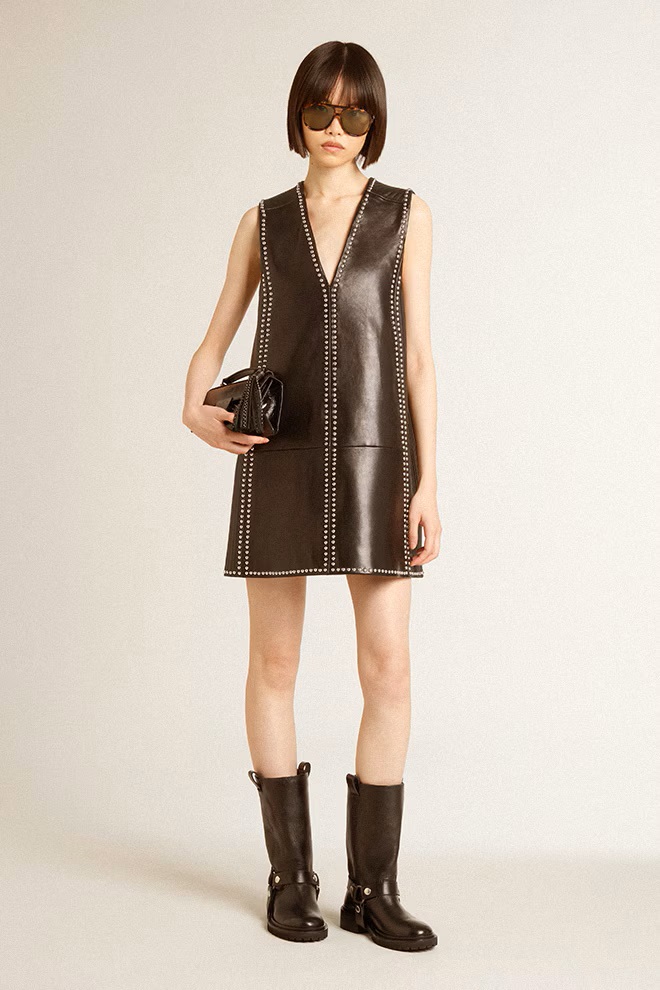 GOLDEN GOOSE Venezia Bag Small in Black Shiny Leather