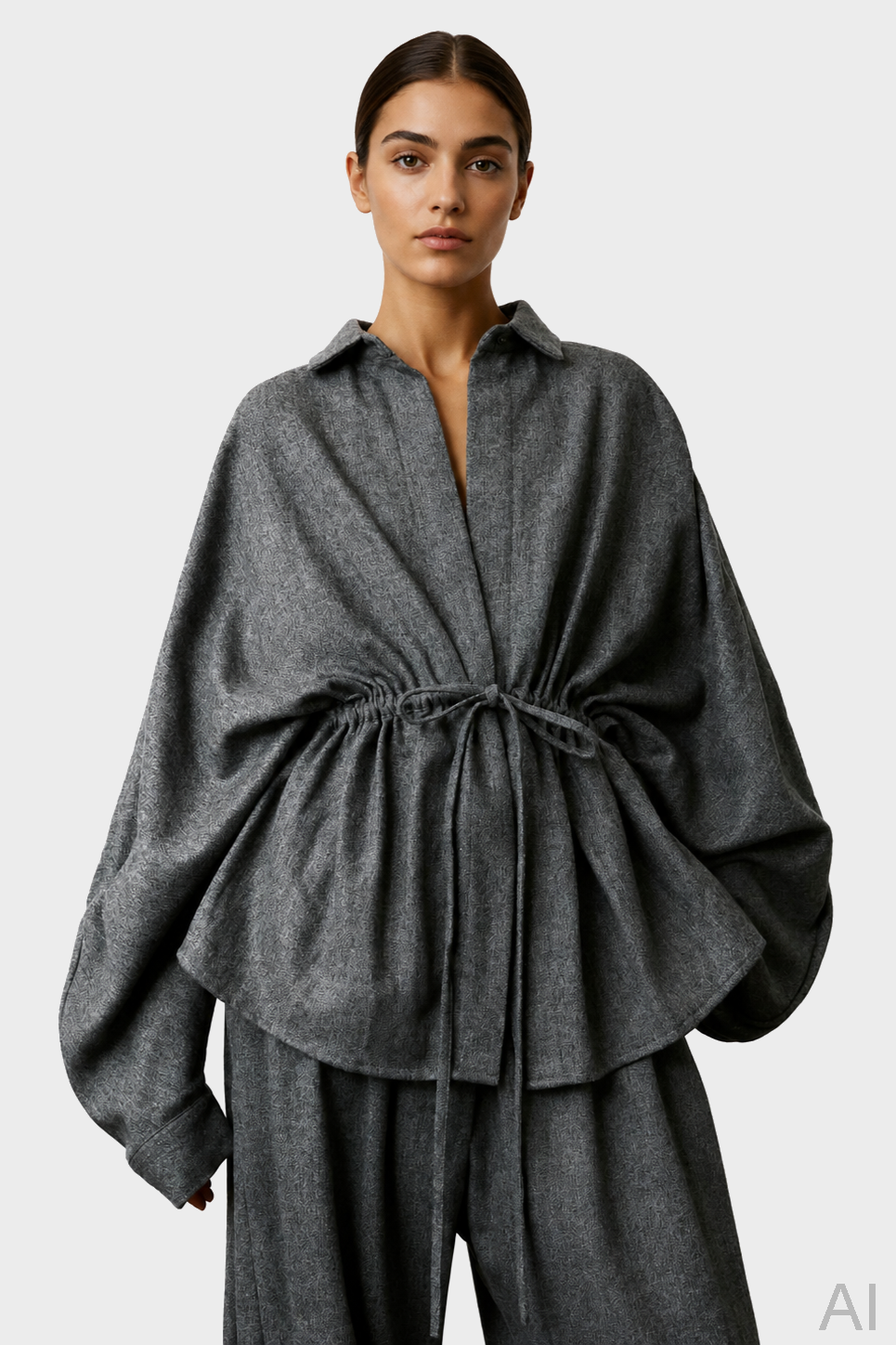 THE LATEST Wool Oversize Shirt in Dark Grey
