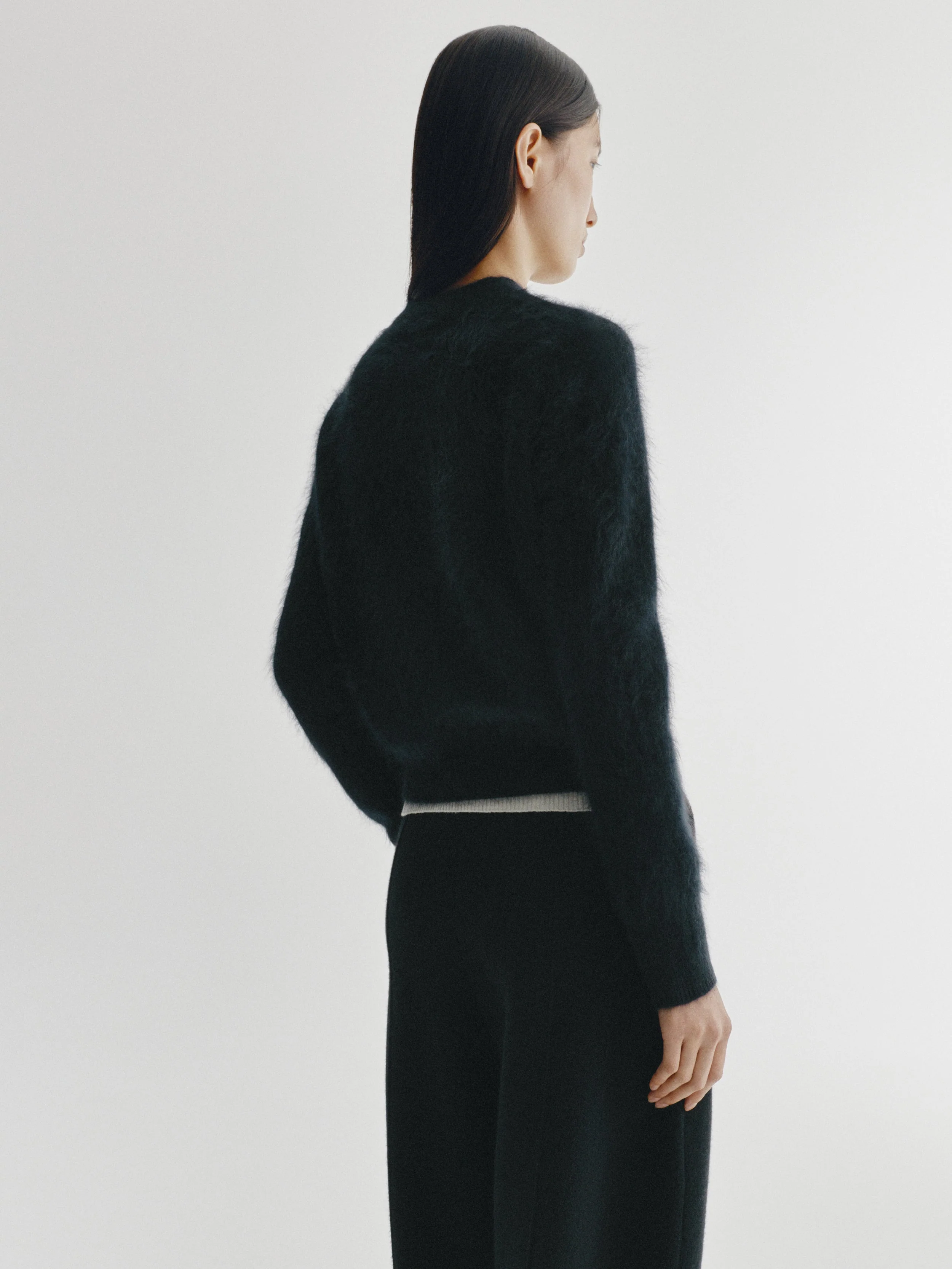 LISA YANG Azalea Brushed Cashmere Cardigan in Black