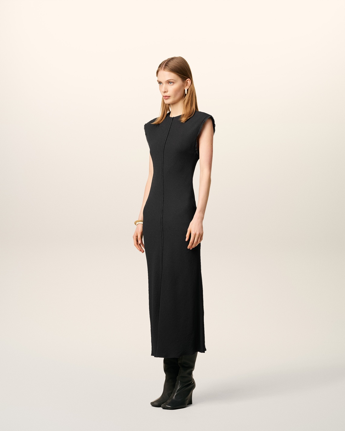 AMI PARIS Viscose Dress in Anthracite