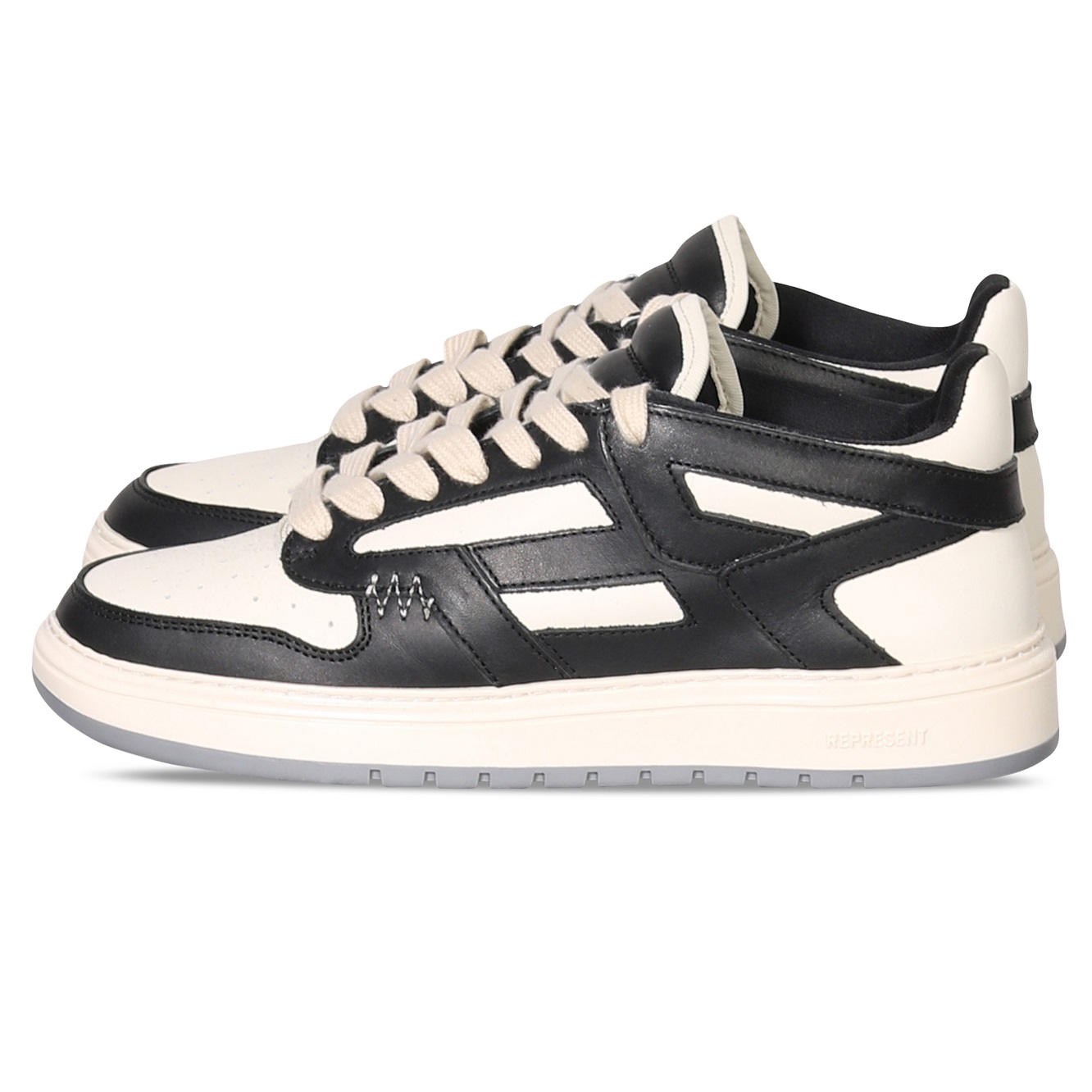REPRESENT Reptor Low Sneaker in Black / Vintage White