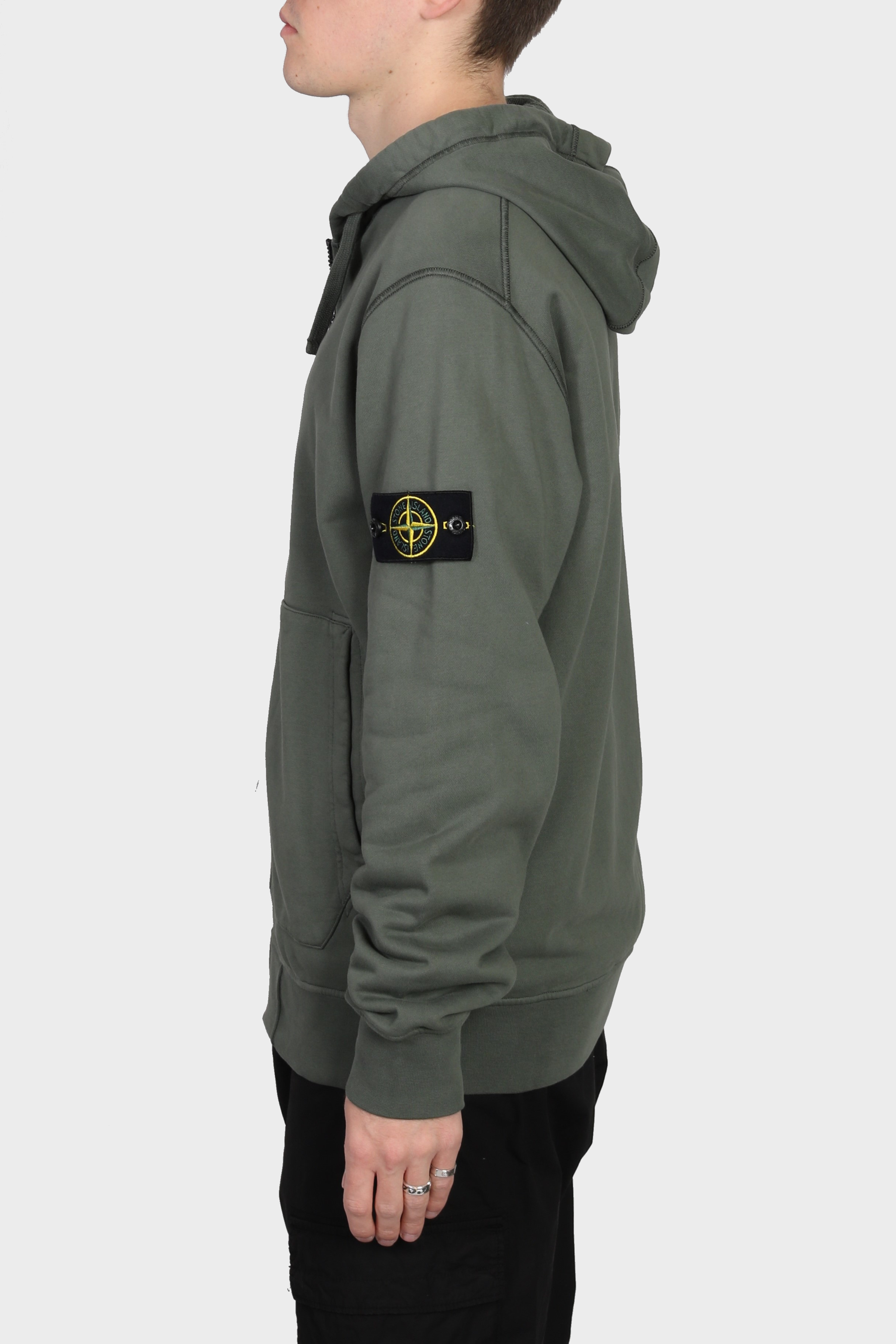 STONE ISLAND Zip Hoodie in Green 2XL