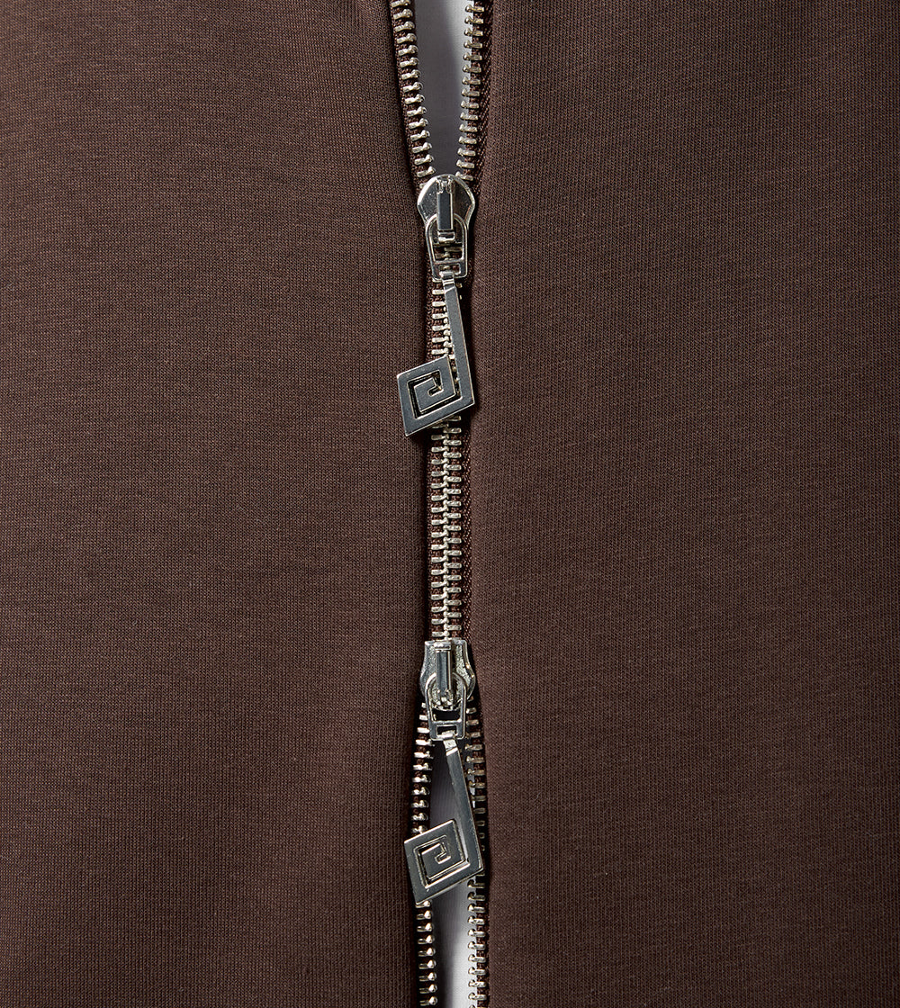 PERPLEX Two Way Zip Hoodie in Mocca