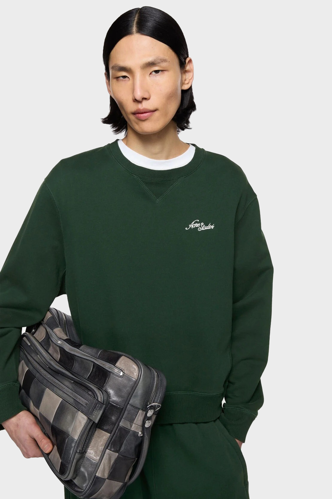 ACNE STUDIOS Logo Sweatshirt in Dark Green