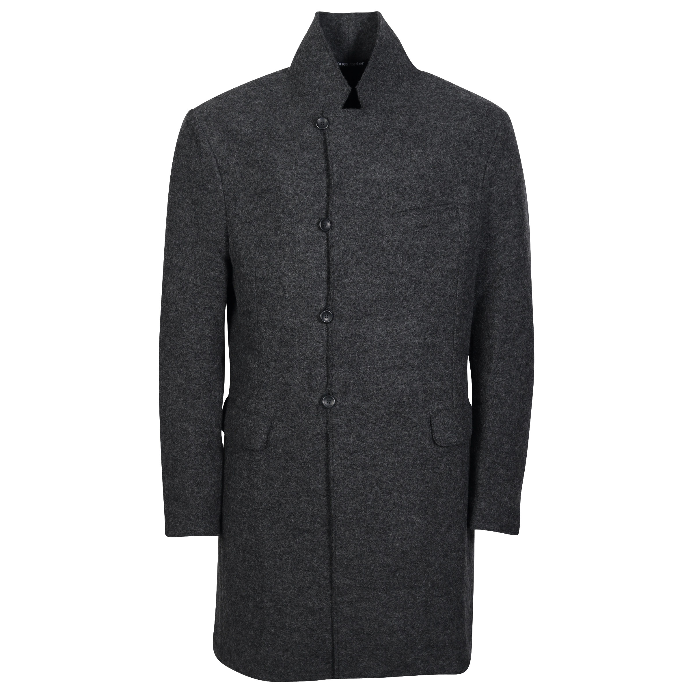Hannes Roether Wool Coat in Dark Grey